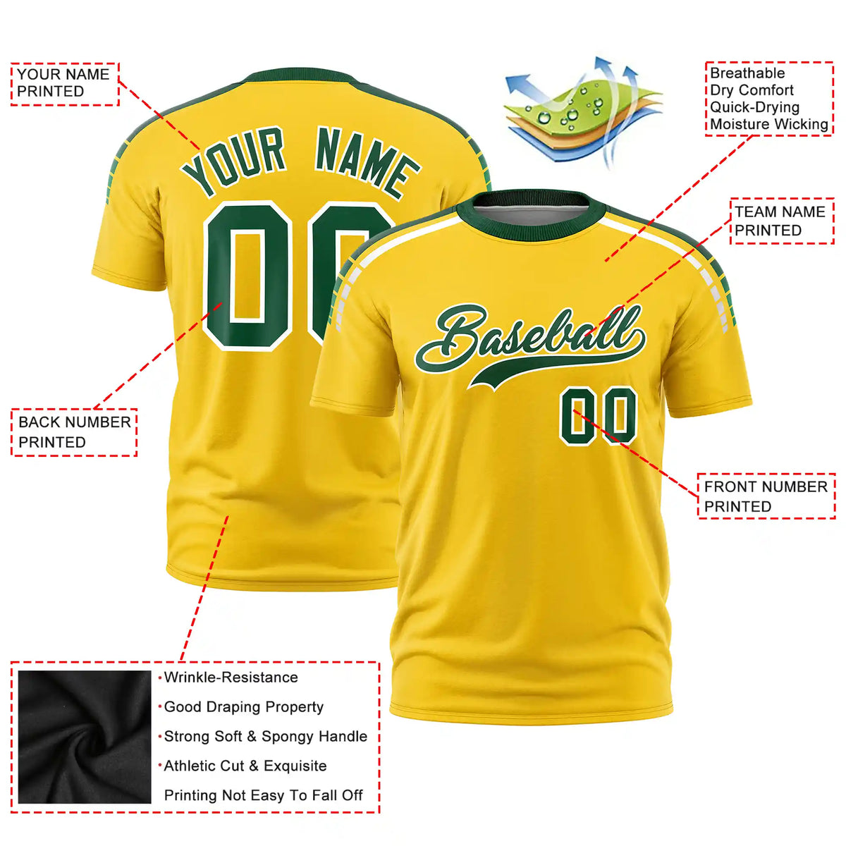 Custom Gold01 Green-White Performance T-Shirt