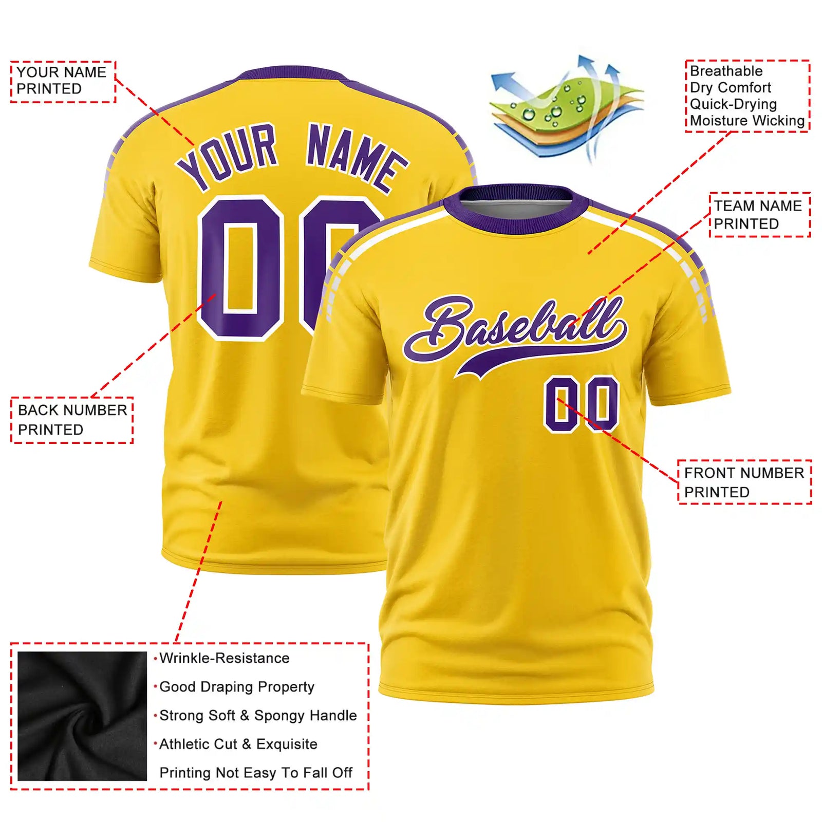 Custom Gold01 Purple-White Performance T-Shirt