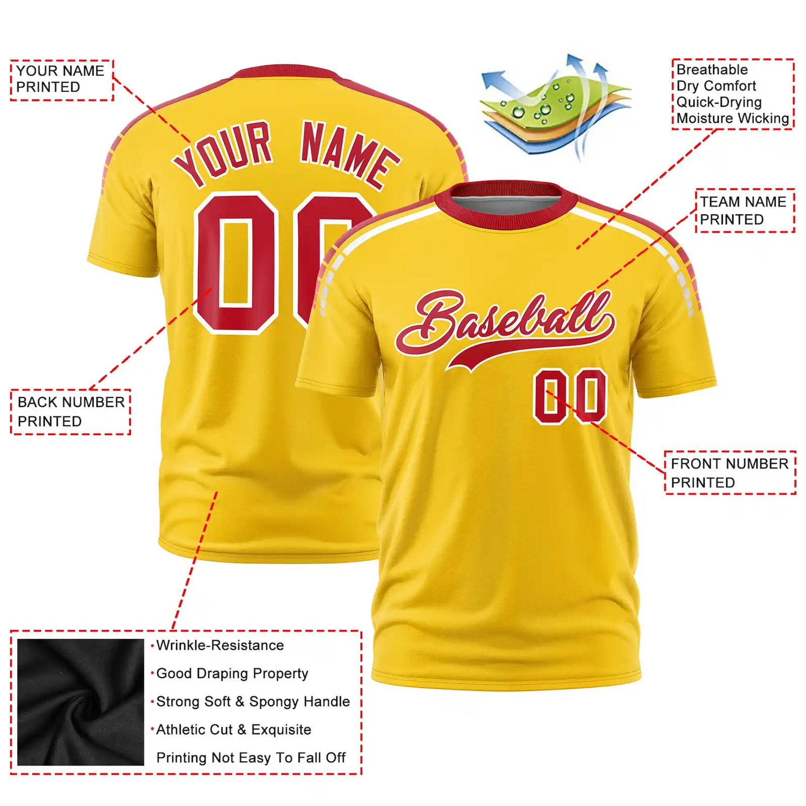 Custom Gold01 Red-White Performance T-Shirt