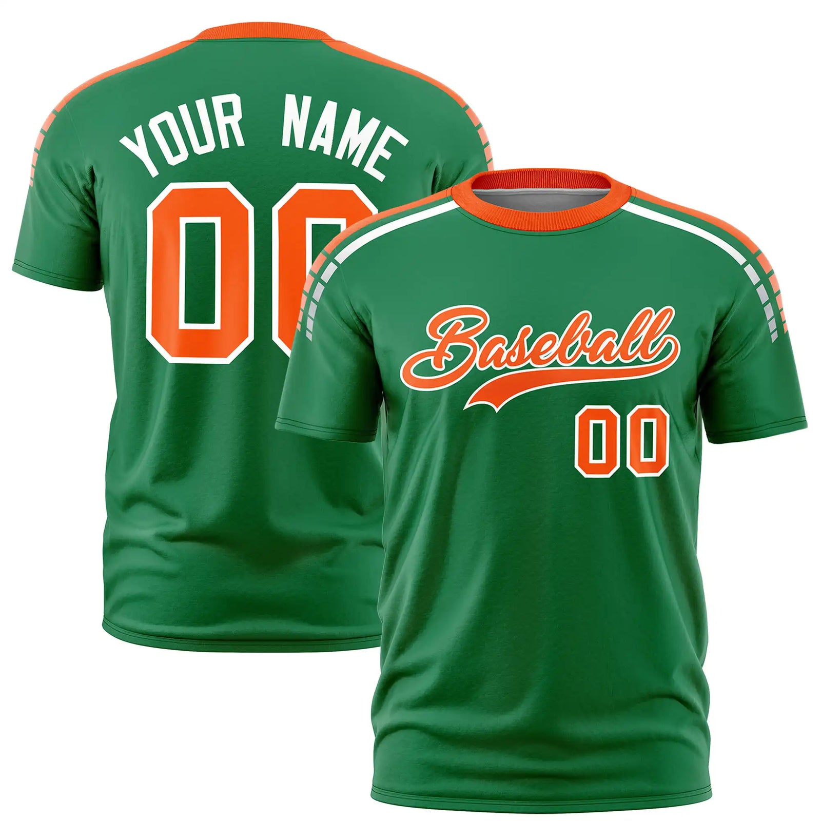 Custom Kelly Green Orange-White Performance T-Shirt
