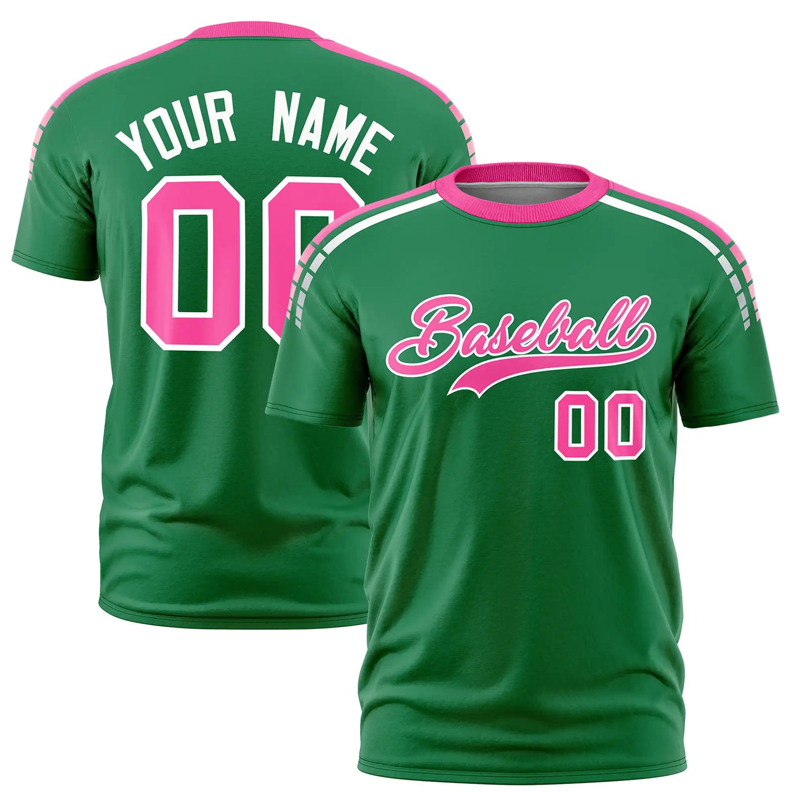 Custom Kelly Green Pink-White Performance T-Shirt