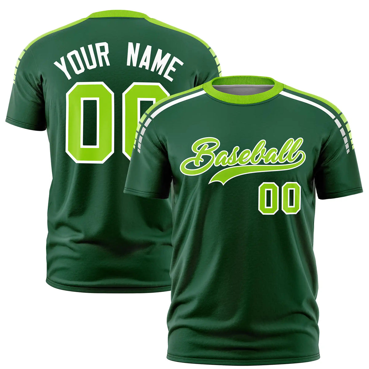 Custom Green Neon Green-White Performance T-Shirt