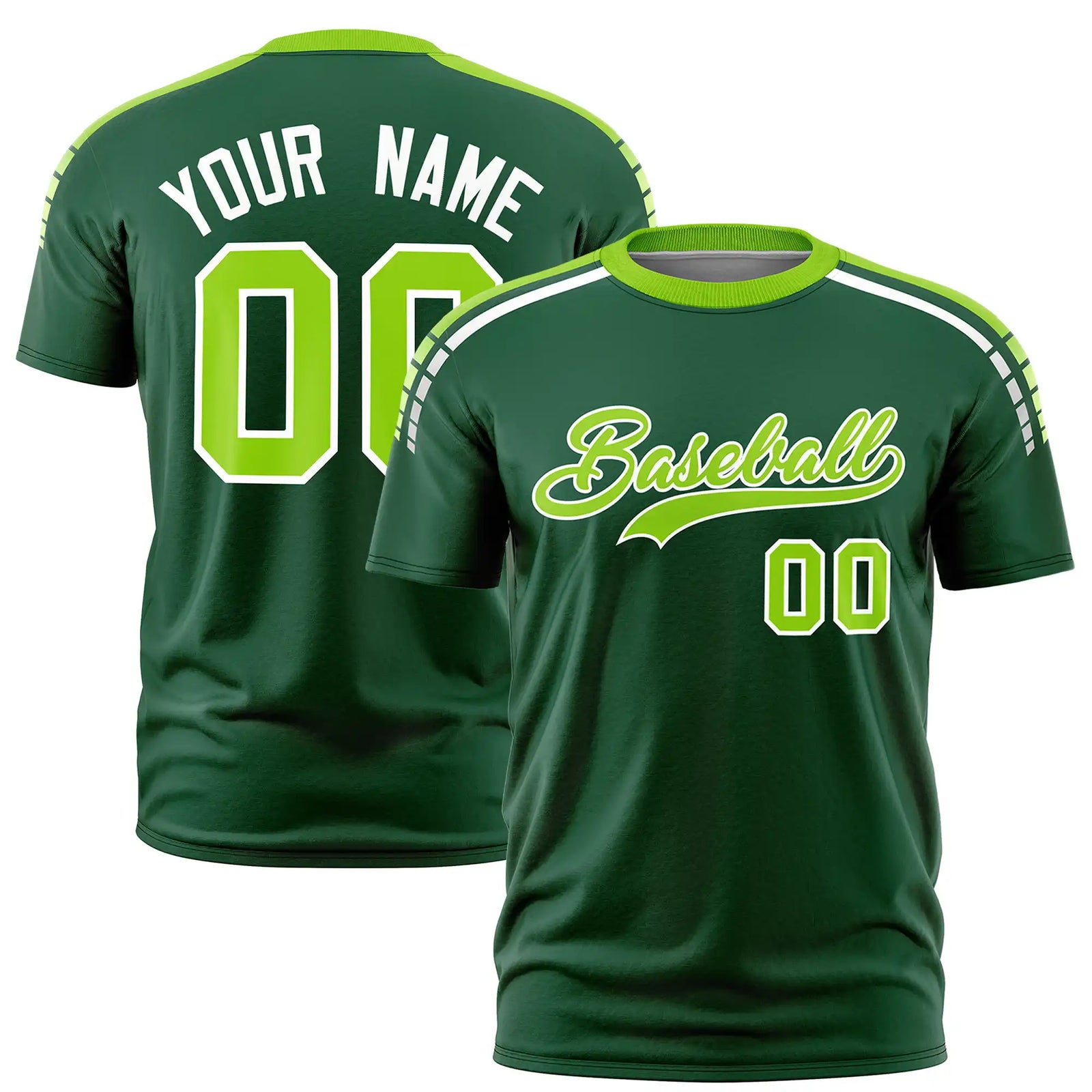 Custom Green Neon Green-White Performance T-Shirt