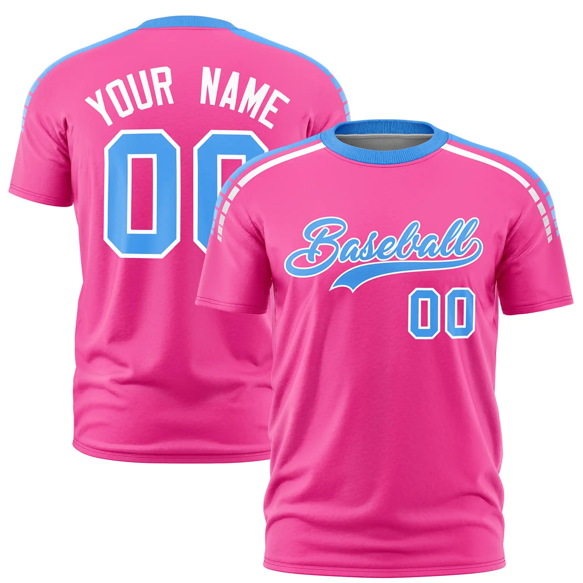 Custom Pink Powder Blue-White Performance T-Shirt