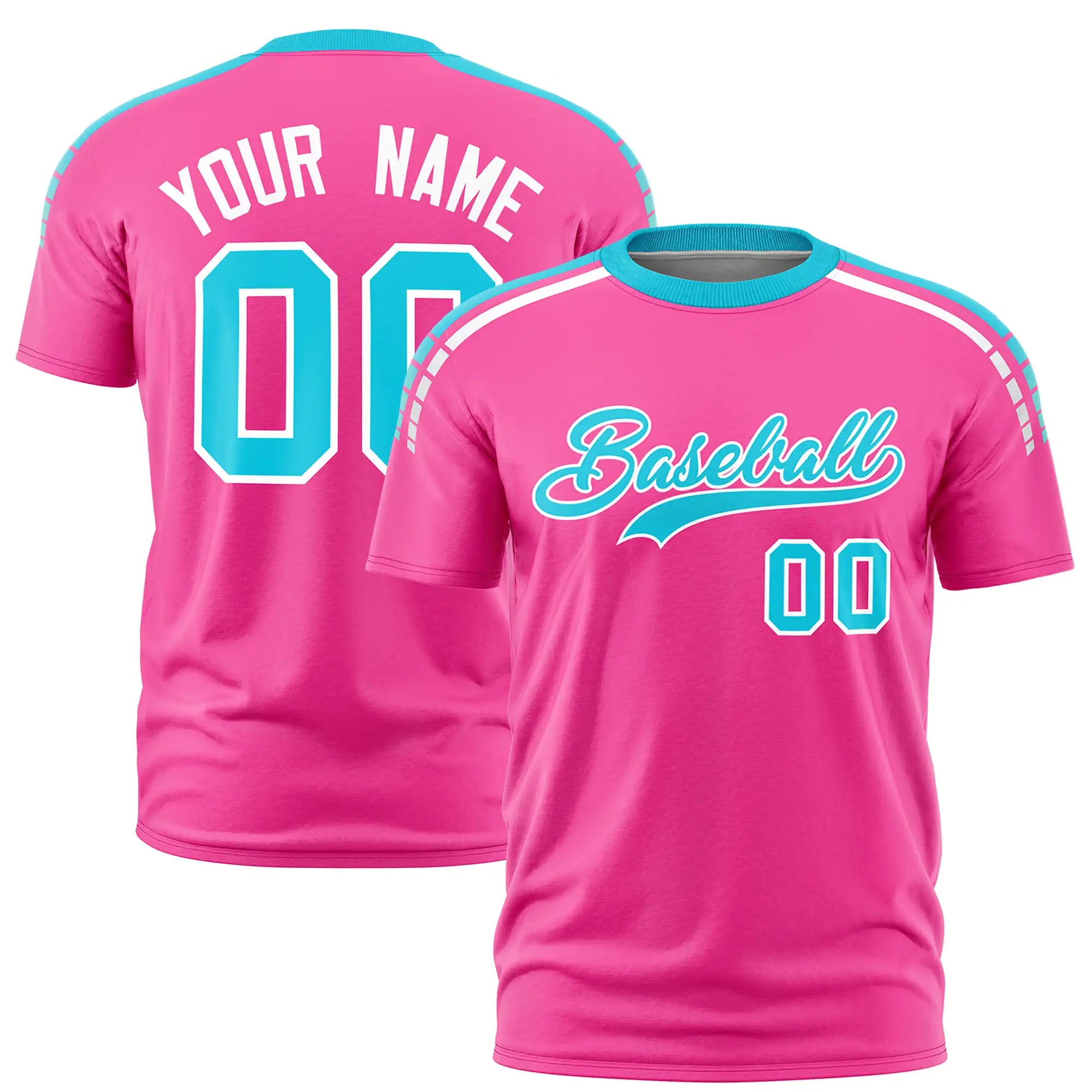 Custom Pink Sky Blue-White Performance T-Shirt