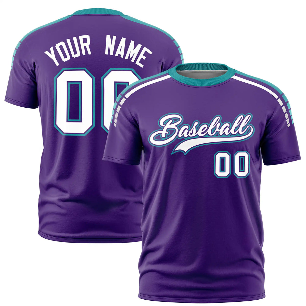 Custom Purple Aqua-White Performance T-Shirt