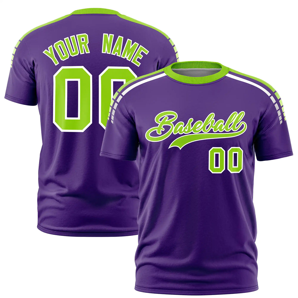 Custom Purple Neon Green-White Performance T-Shirt
