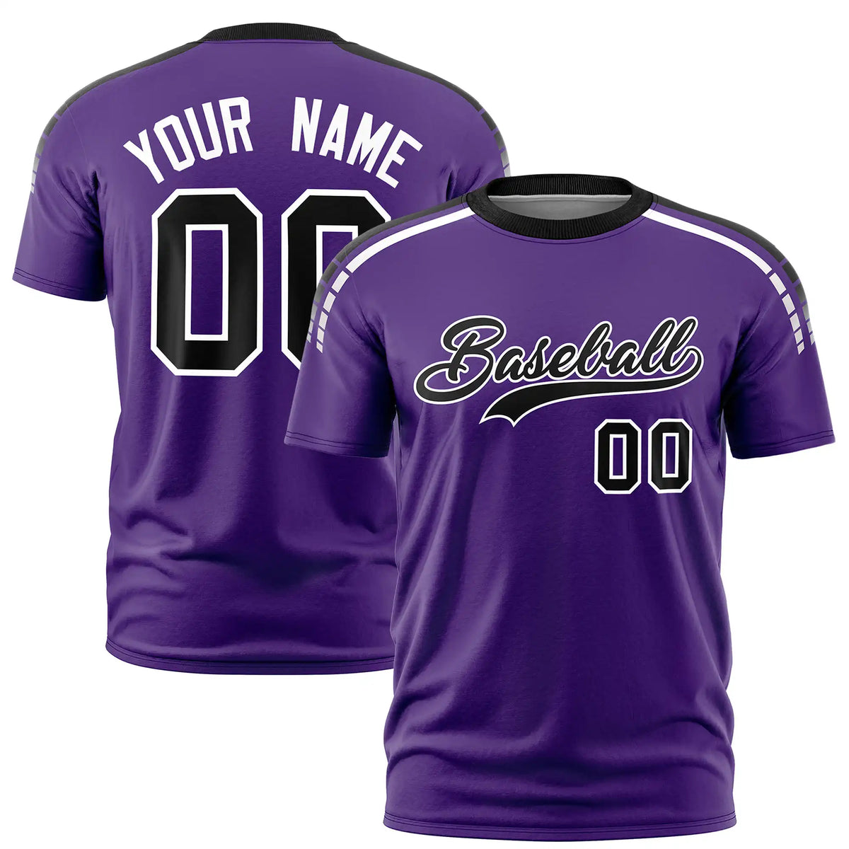 Custom Purple Black-White Performance T-Shirt