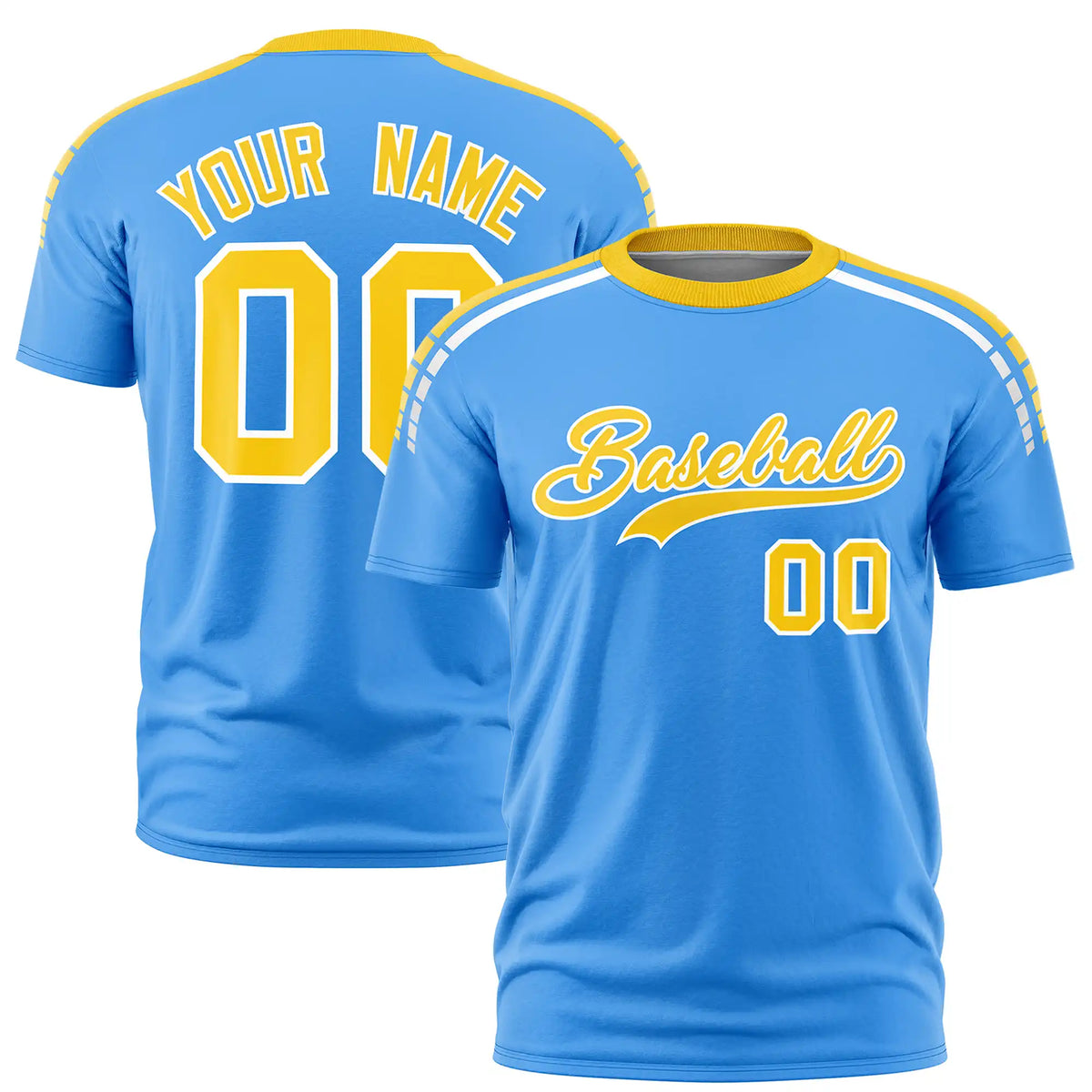 Custom Powder Blue Gold01-White Performance T-Shirt