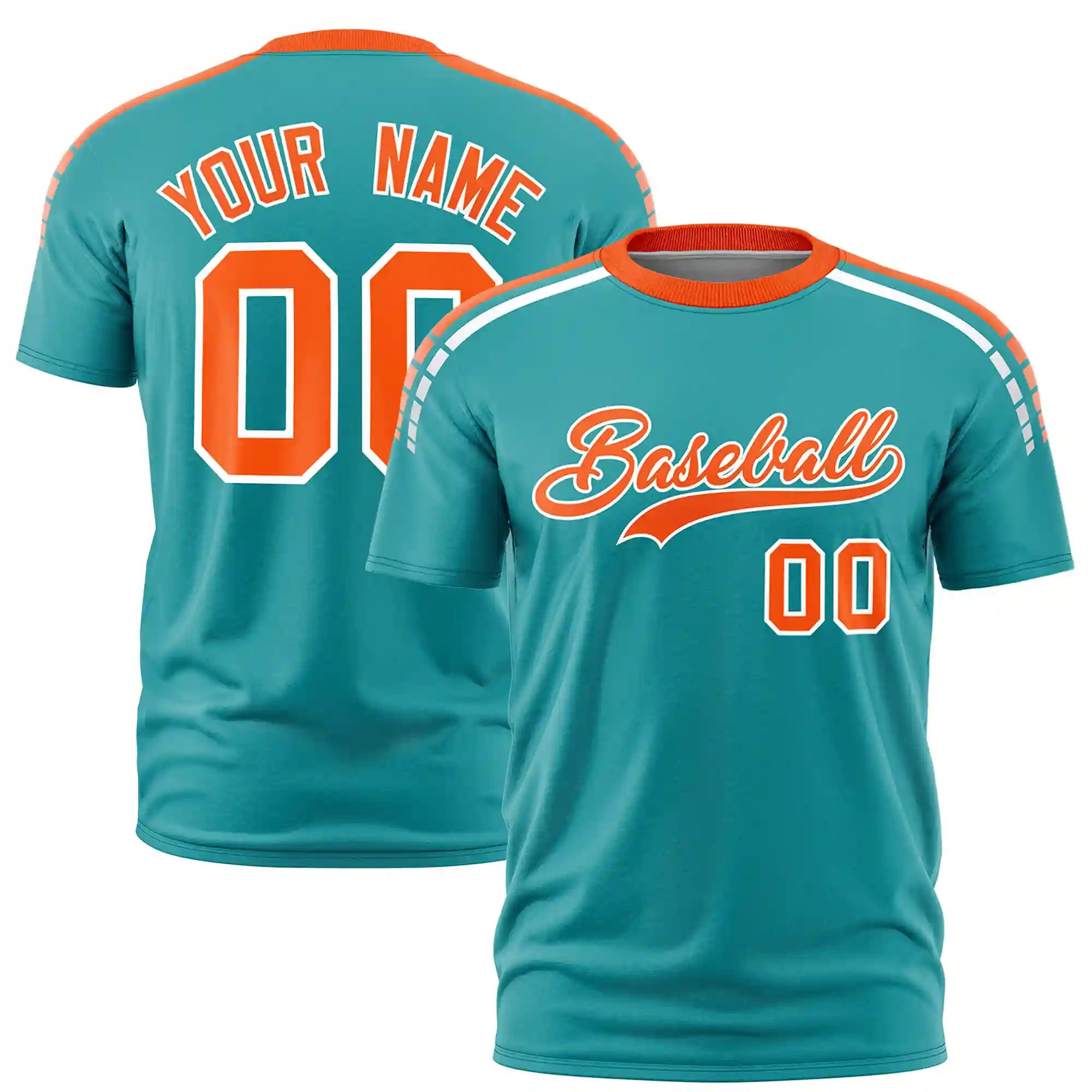 Custom Aqua Orange-White Performance T-Shirt