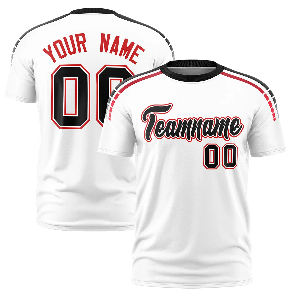 Custom White Black-Red Performance T-Shirt