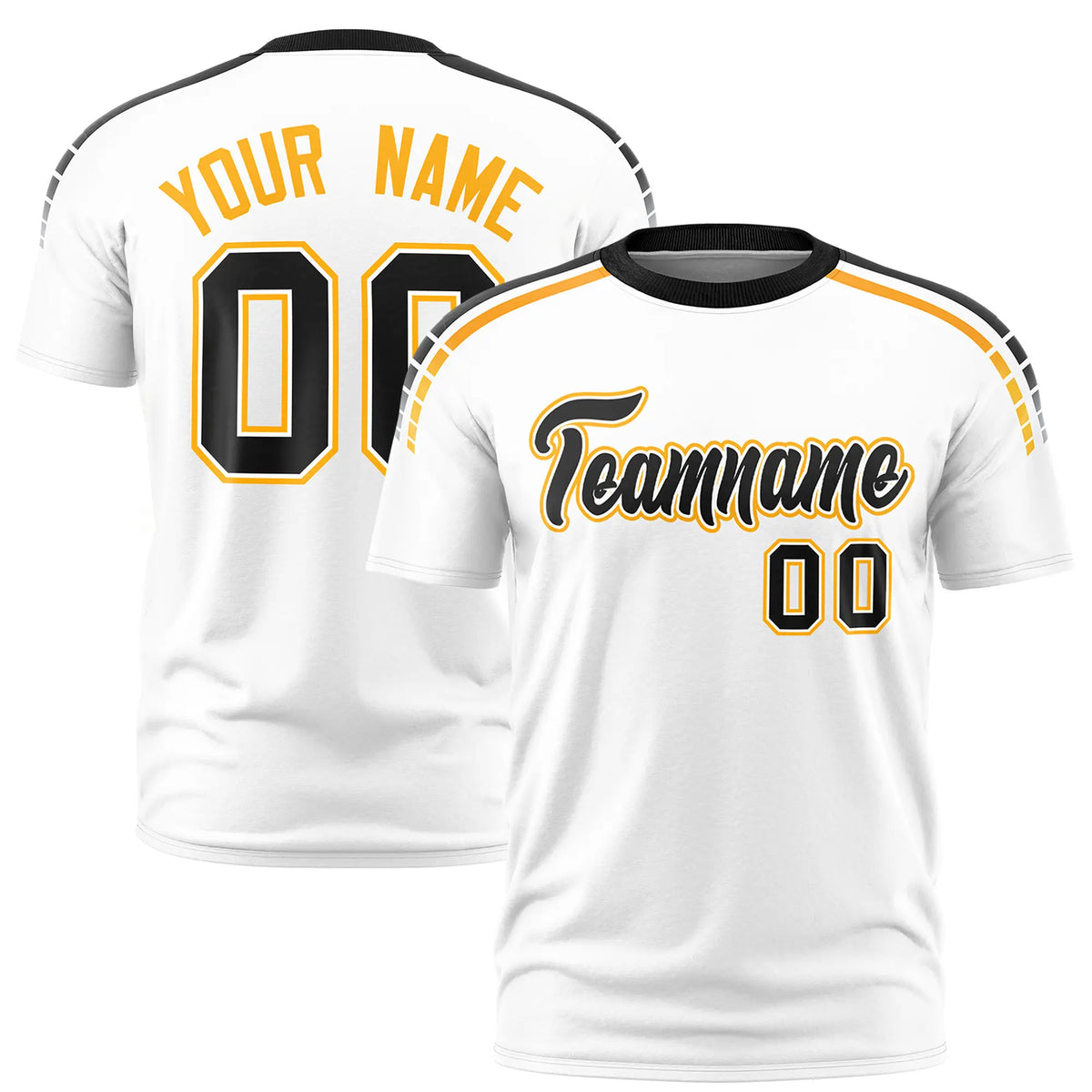 Custom White Black-Yellow Performance T-Shirt