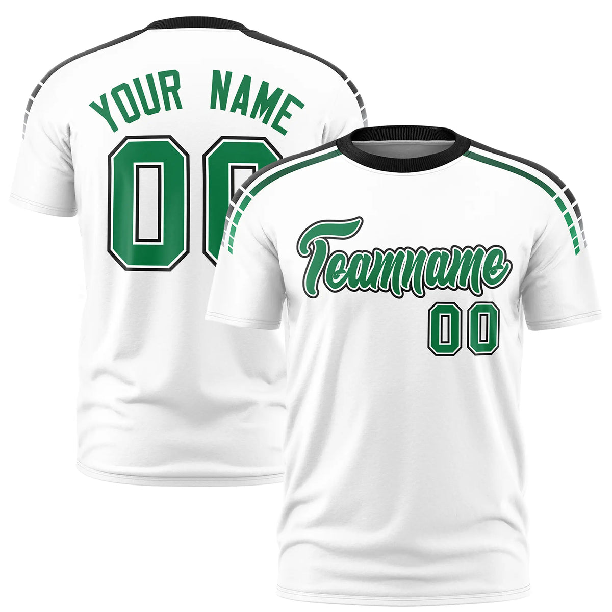 Custom White Black-Kelly Green Performance T-Shirt