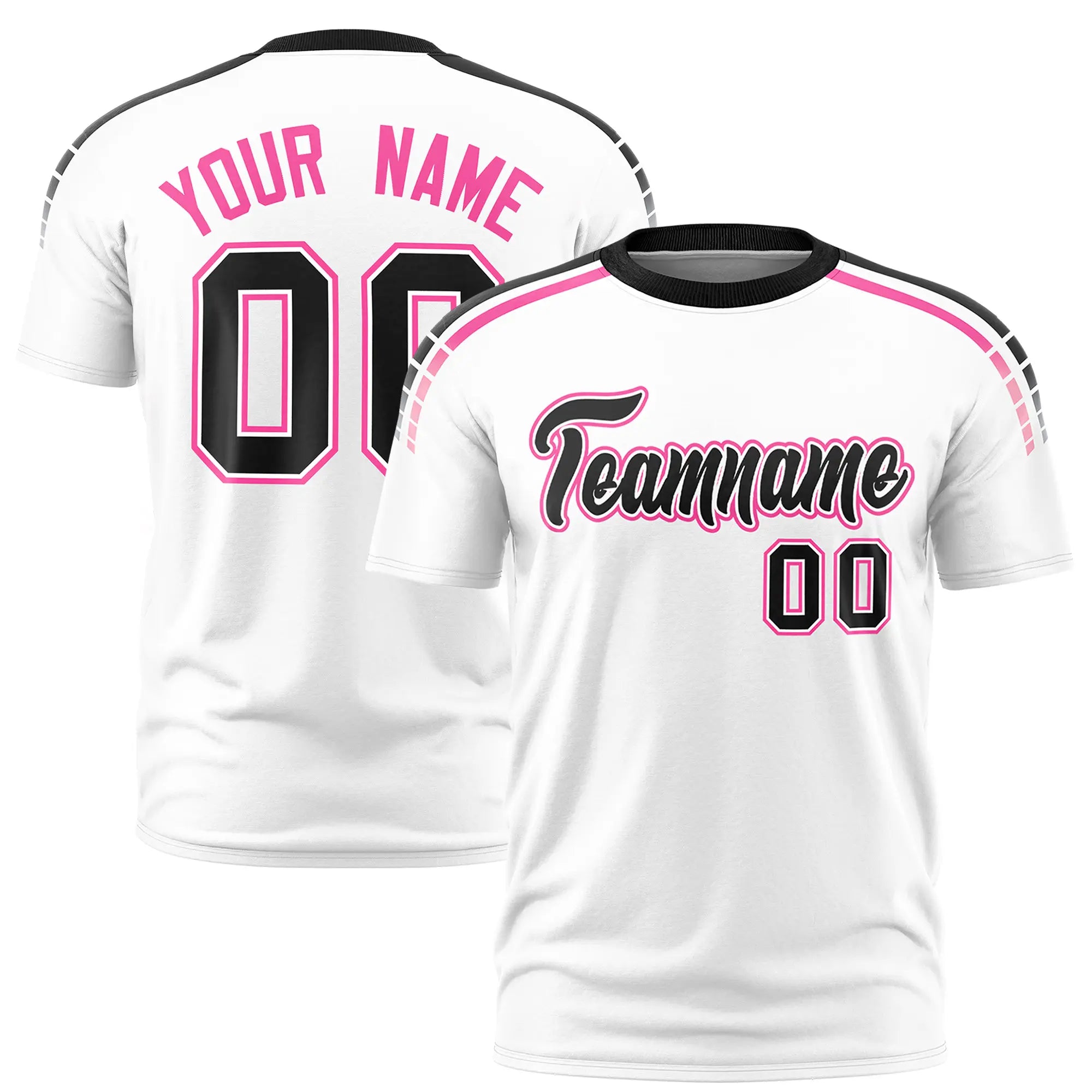 Custom White Black-Pink Performance T-Shirt