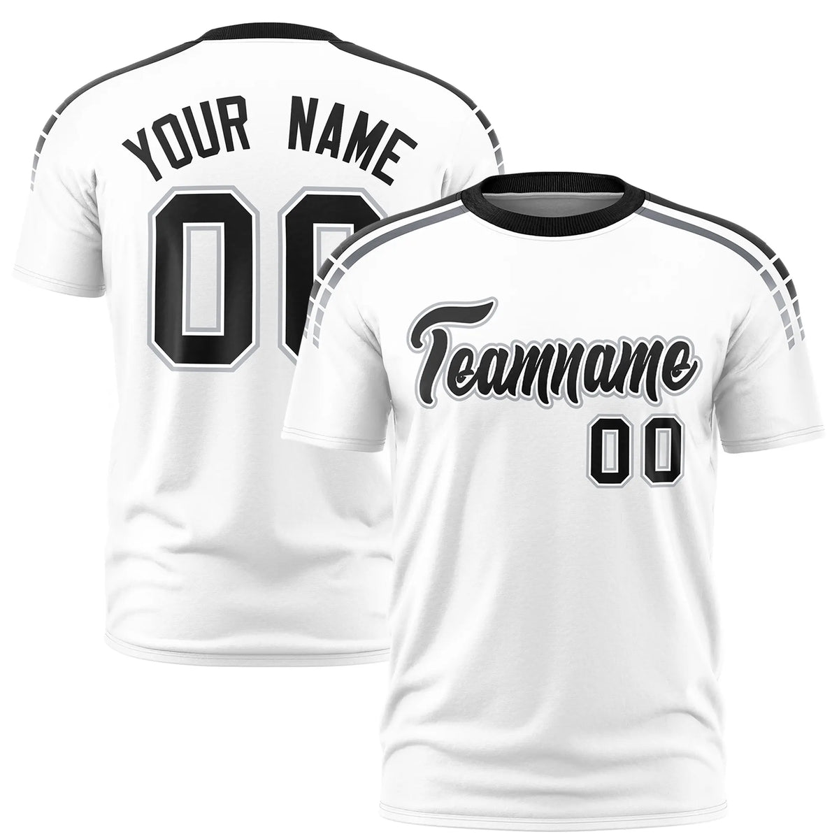 Custom White Black-Gray Performance T-Shirt