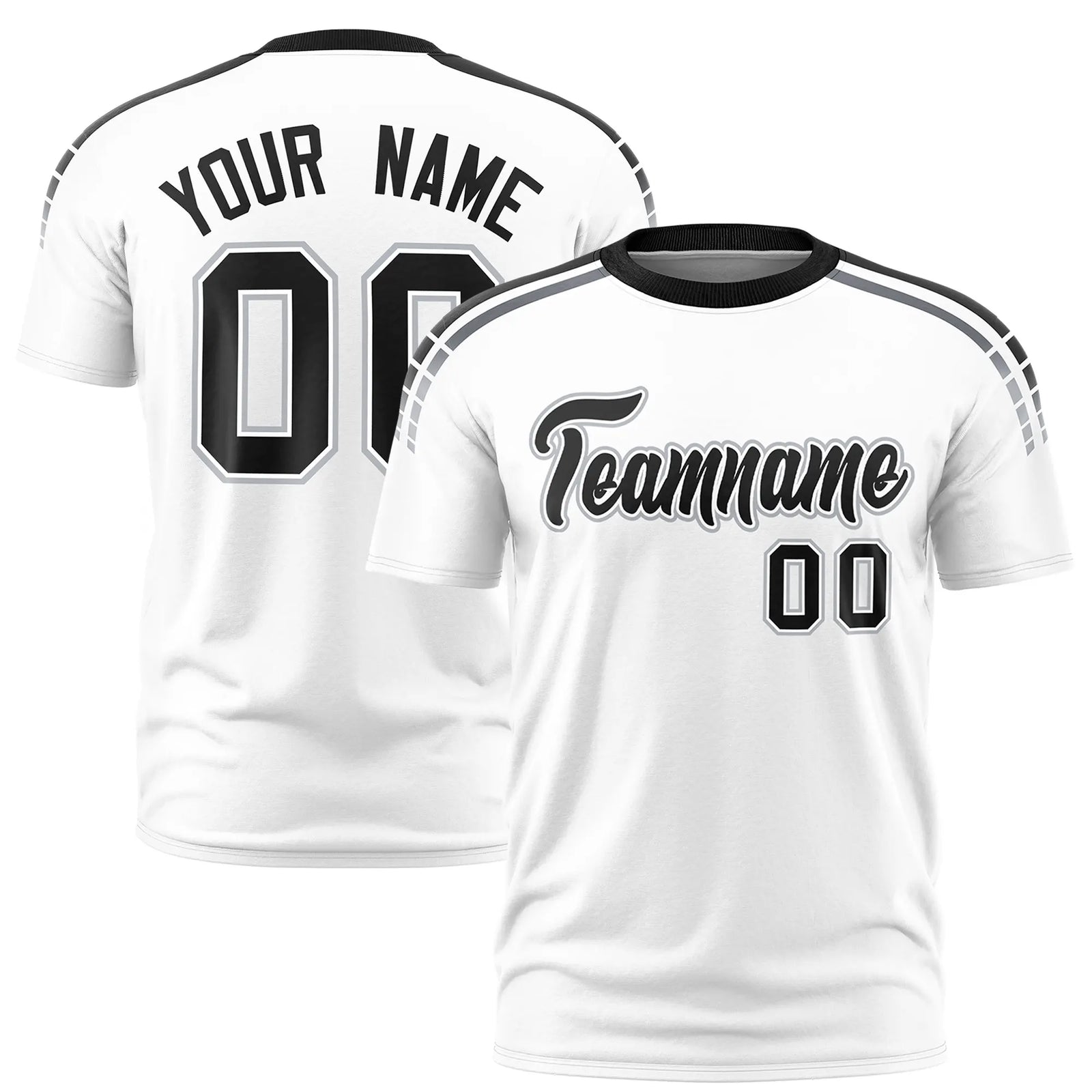 Custom White Black-Gray Performance T-Shirt