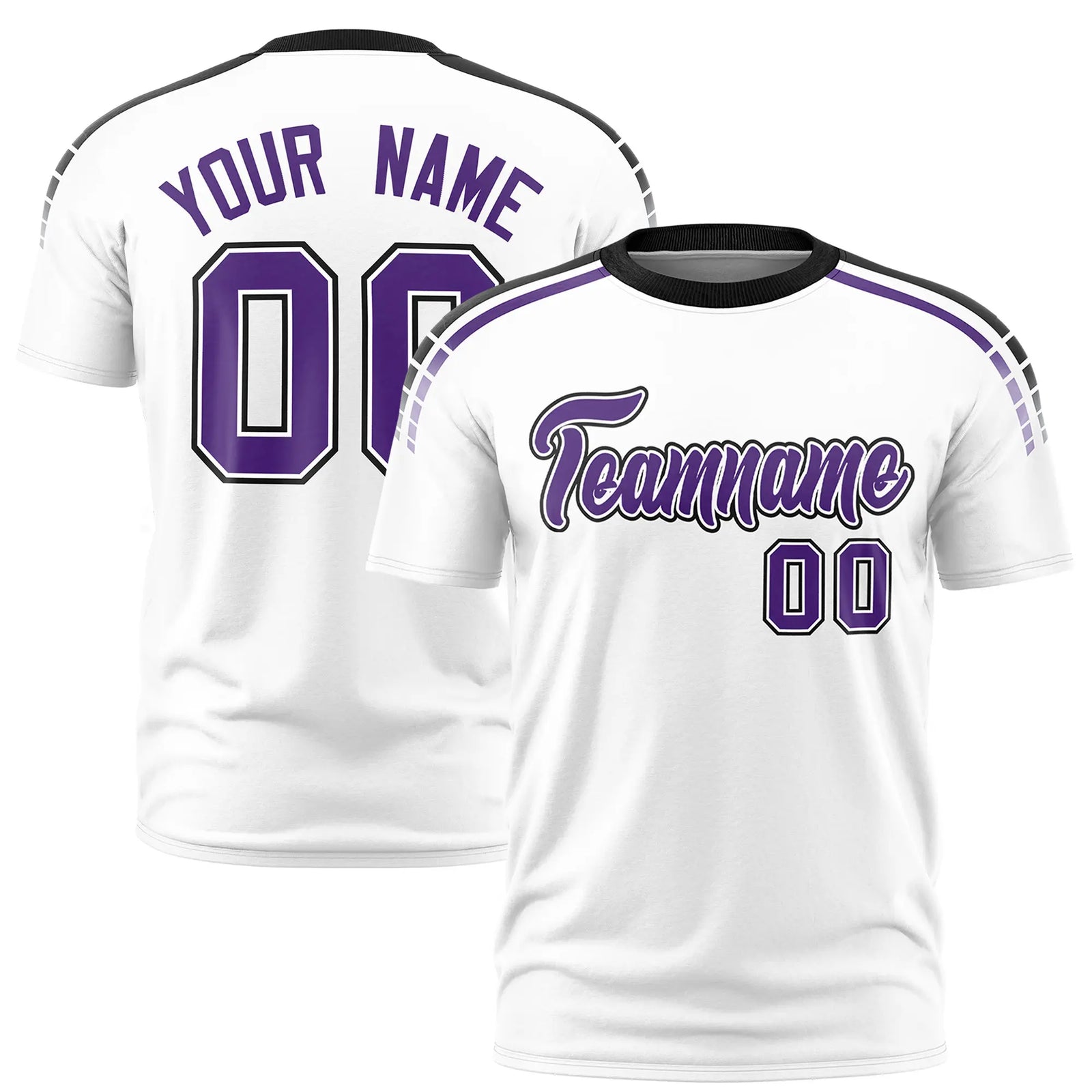 Custom White Black-Purple Performance T-Shirt