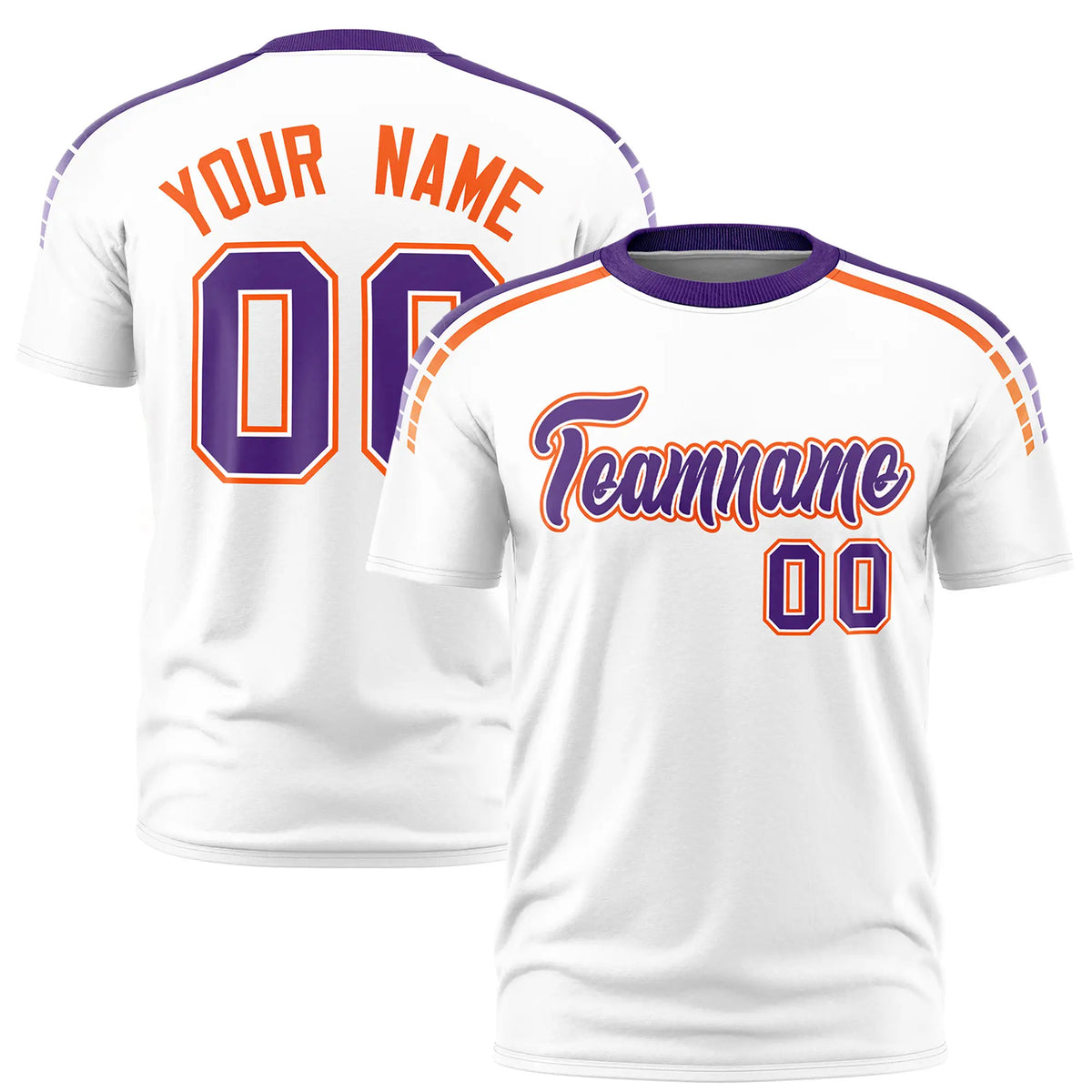 Custom White Purple-Orange Performance T-Shirt