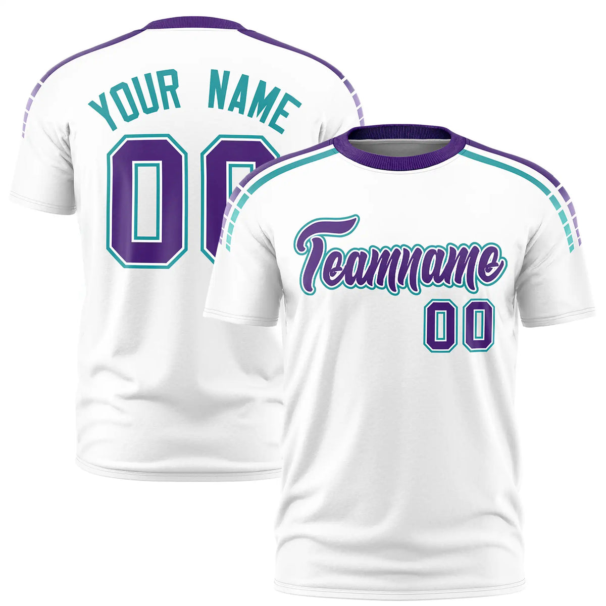 Custom White Purple-Aqua Performance T-Shirt