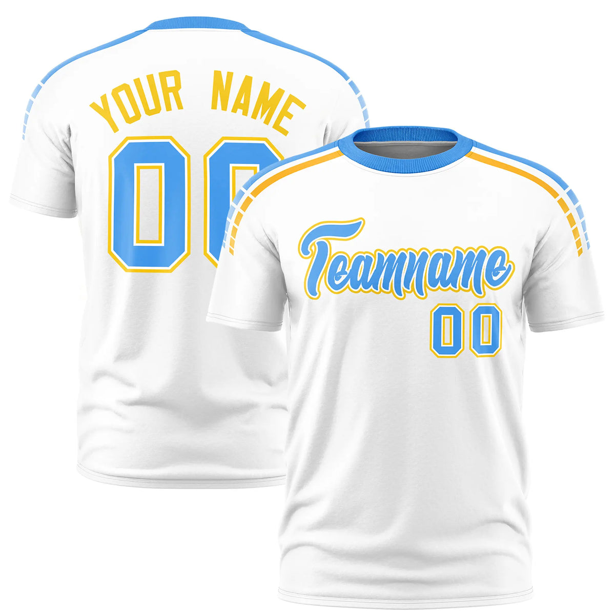 Custom White Powder Blue-Gold01 Performance T-Shirt