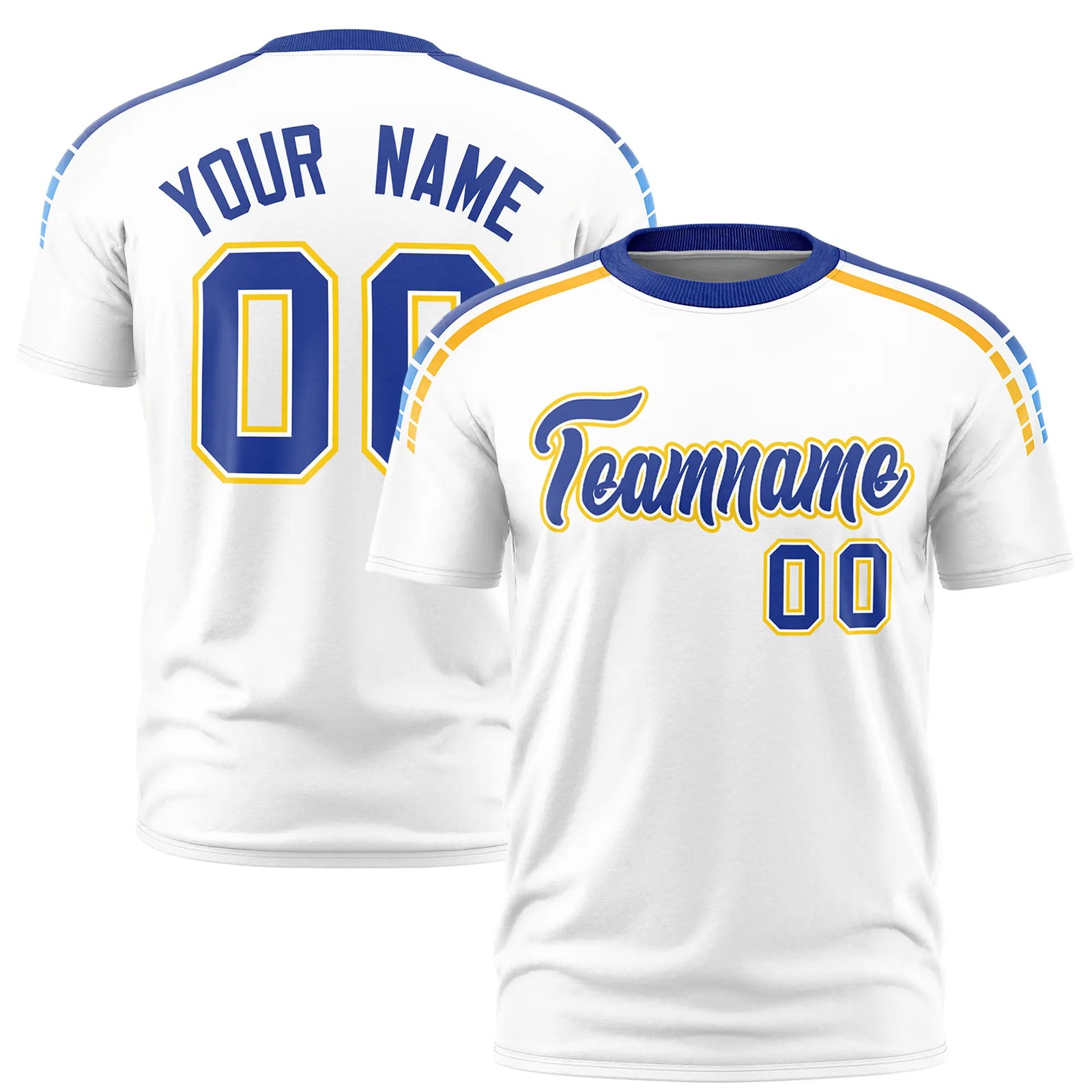 Custom White Royal Blue-Gold01 Performance T-Shirt