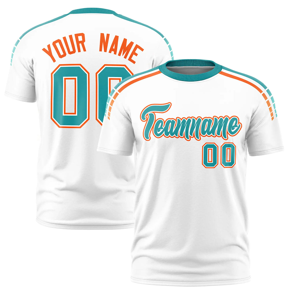 Custom White Aqua-Powder Blue Performance T-Shirt