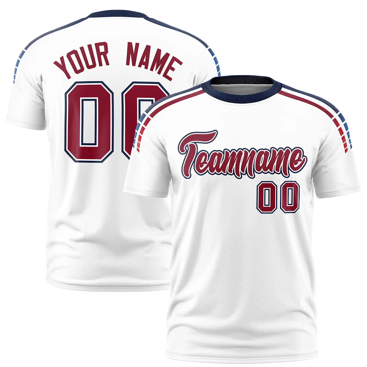 Custom White Navy-Crimson Performance T-Shirt