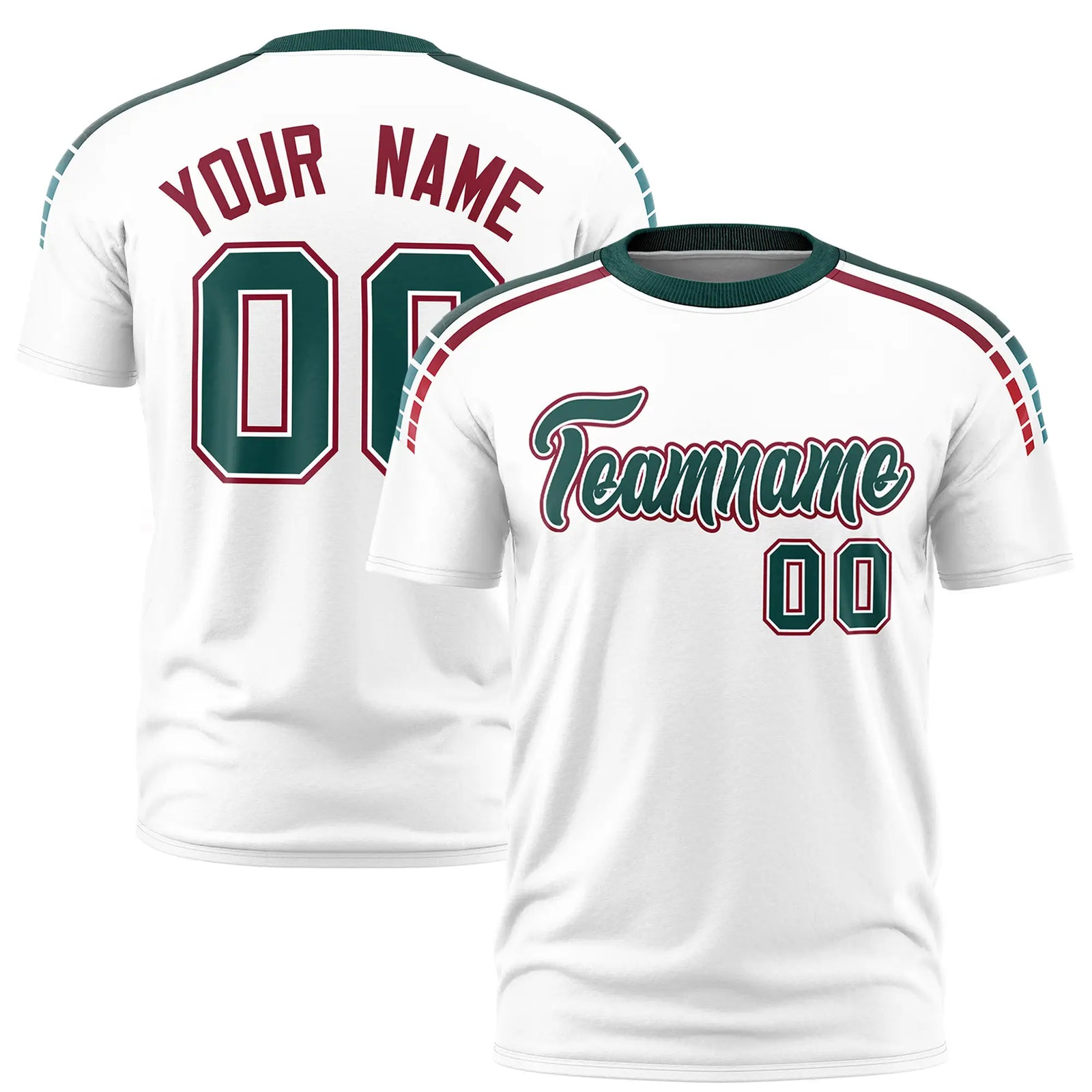 Custom White Midnight Green-Crimson Performance T-Shirt