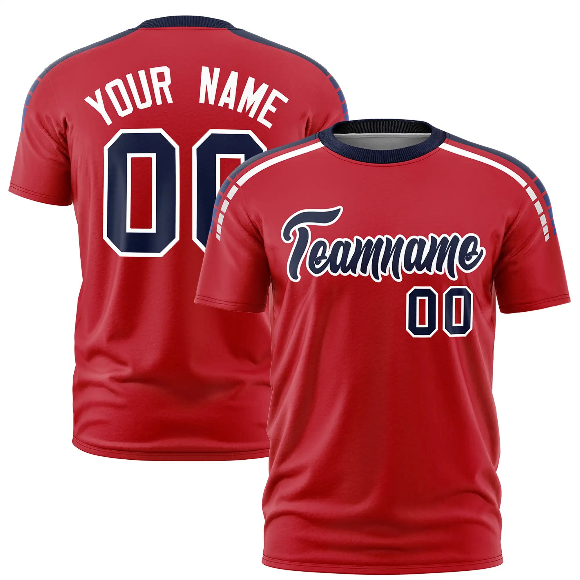 Custom Red Navy-White Performance T-Shirt