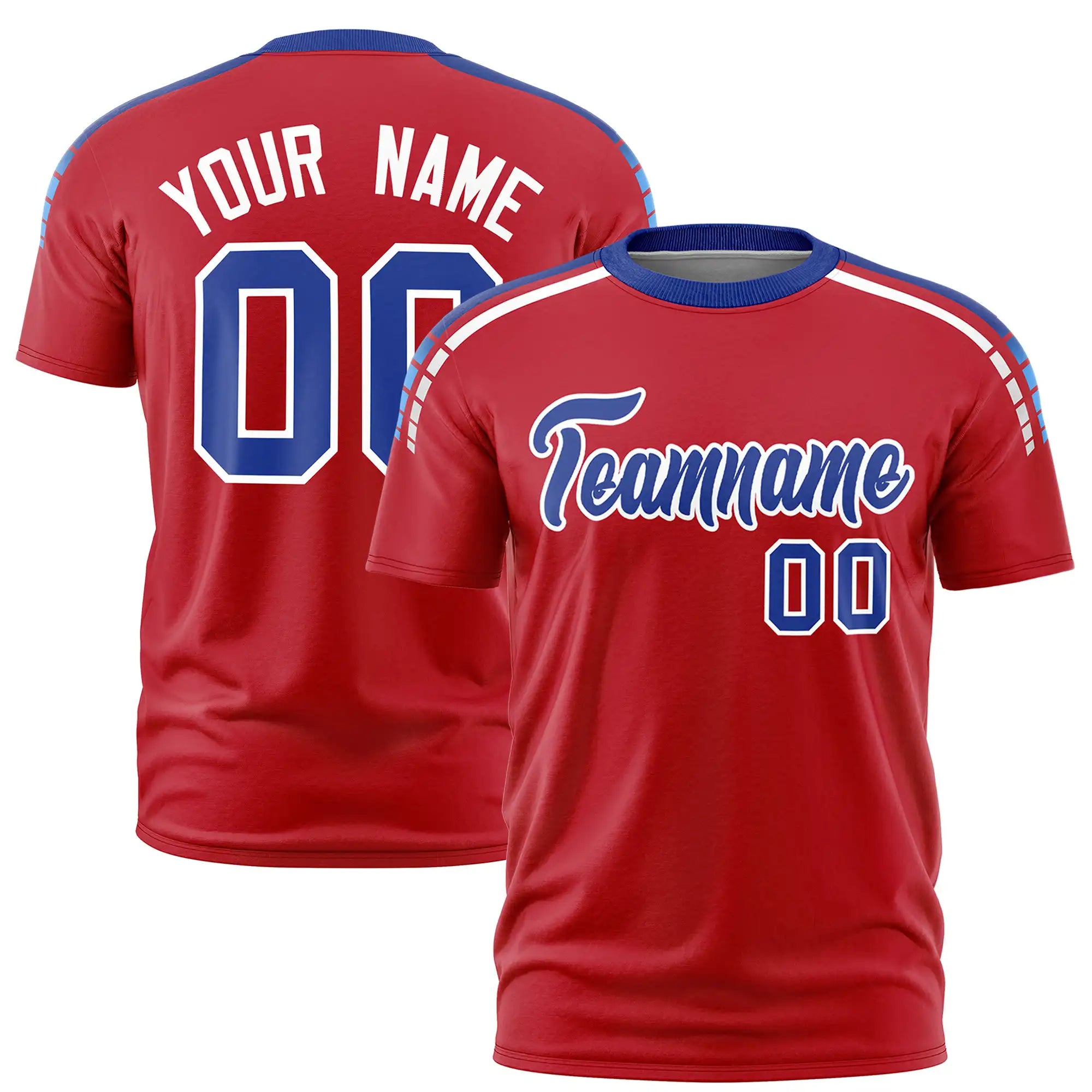 Custom Red Royal Blue-White Performance T-Shirt