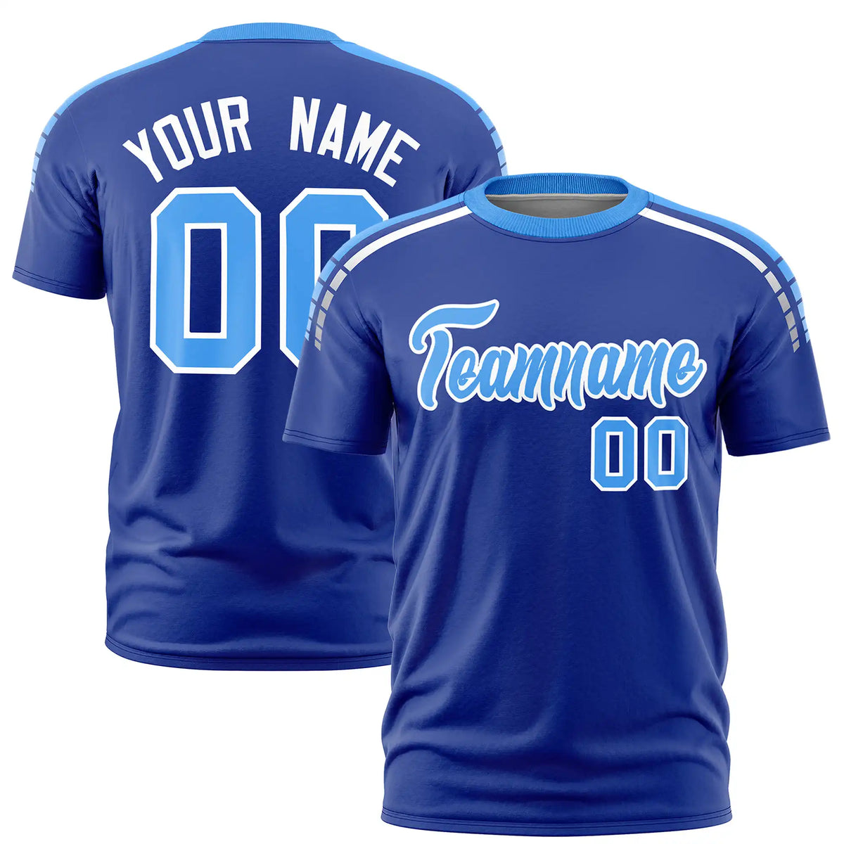Custom Royal Blue Powder Blue-White Performance T-Shirt