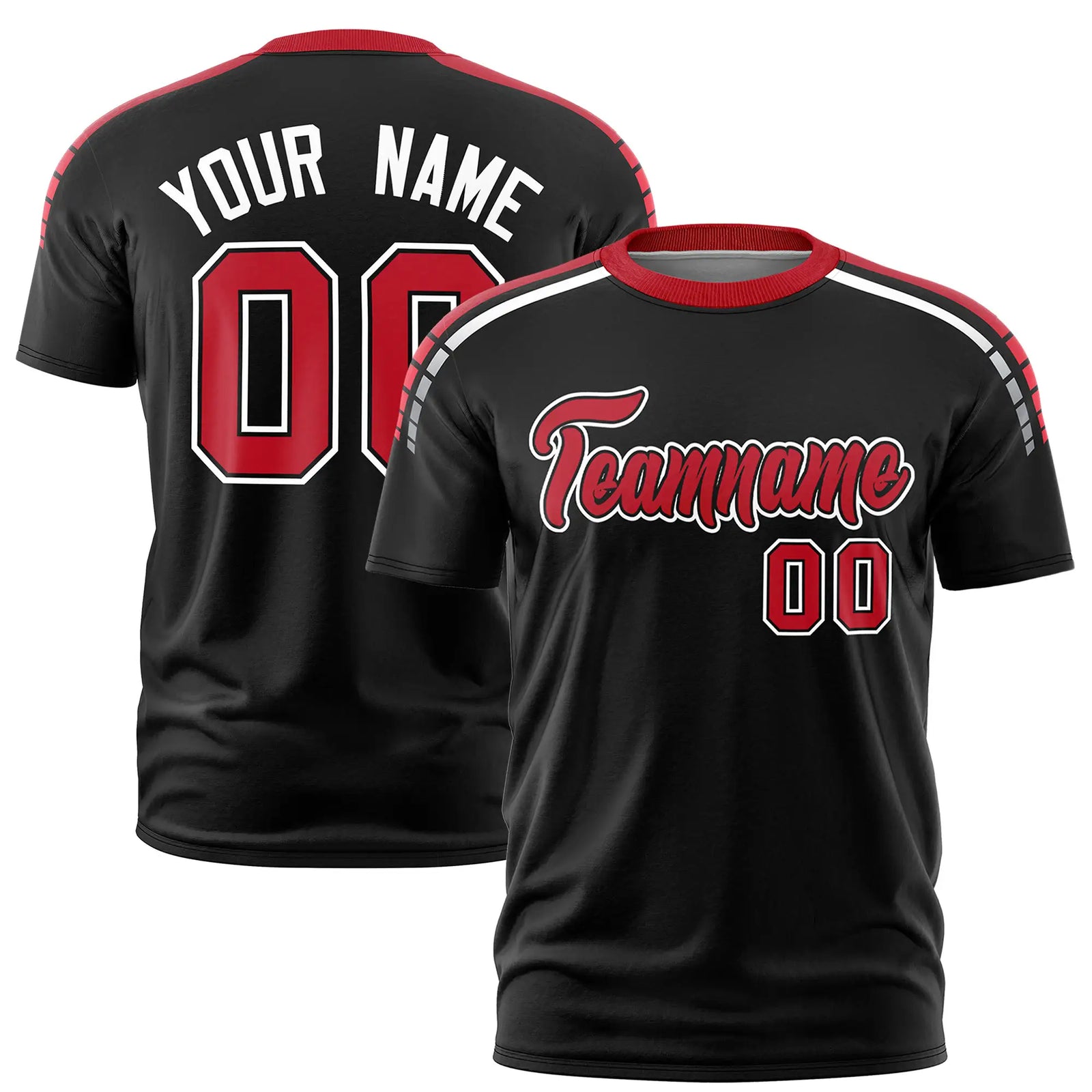 Custom Black Powder Red-White Performance T-Shirt