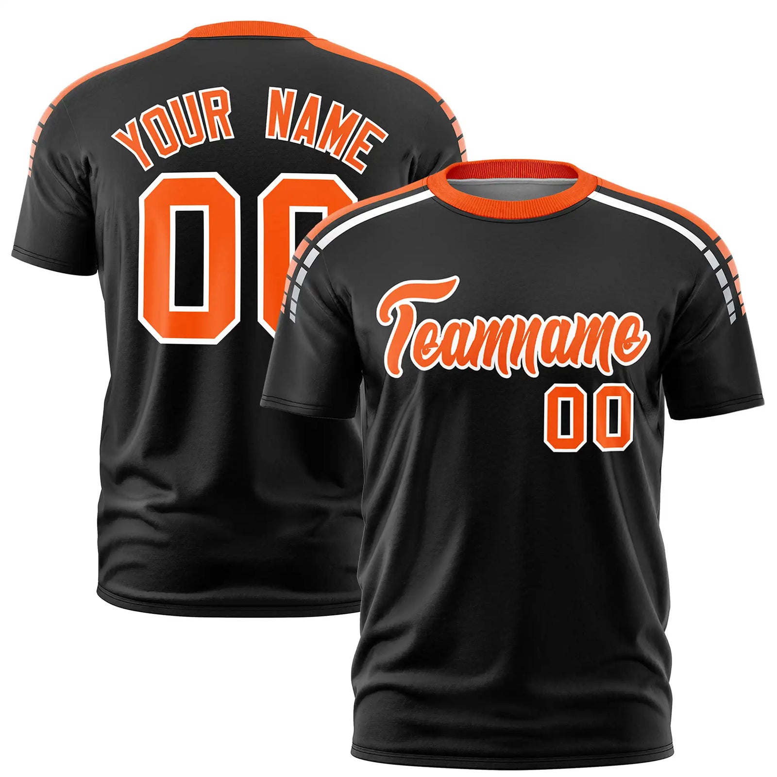 Custom Black Orange-White Performance T-Shirt