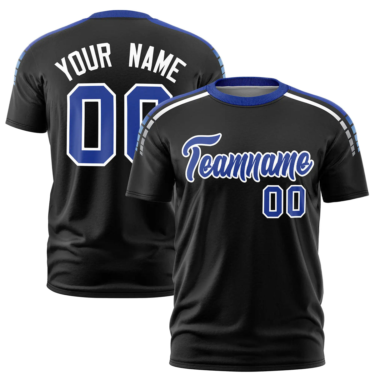 Custom Black Royal Blue-White Performance T-Shirt