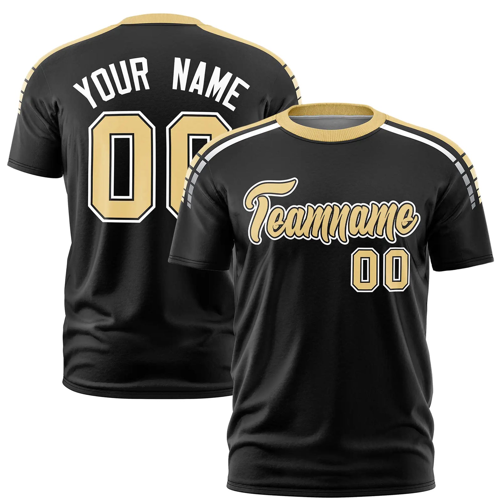 Custom Black Khaki-White Performance T-Shirt