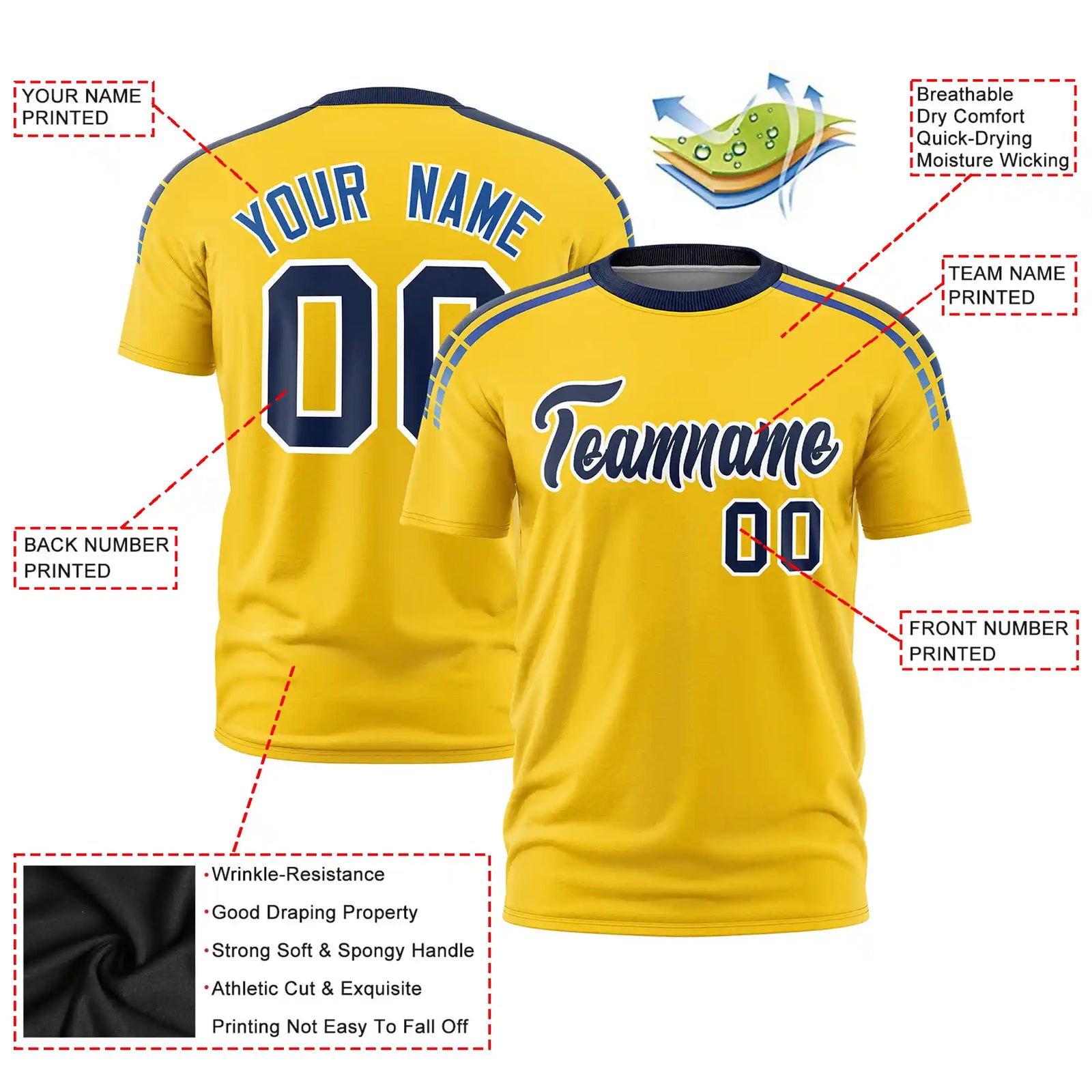 Custom Gold01 Navy-Royal Blue Performance T-Shirt