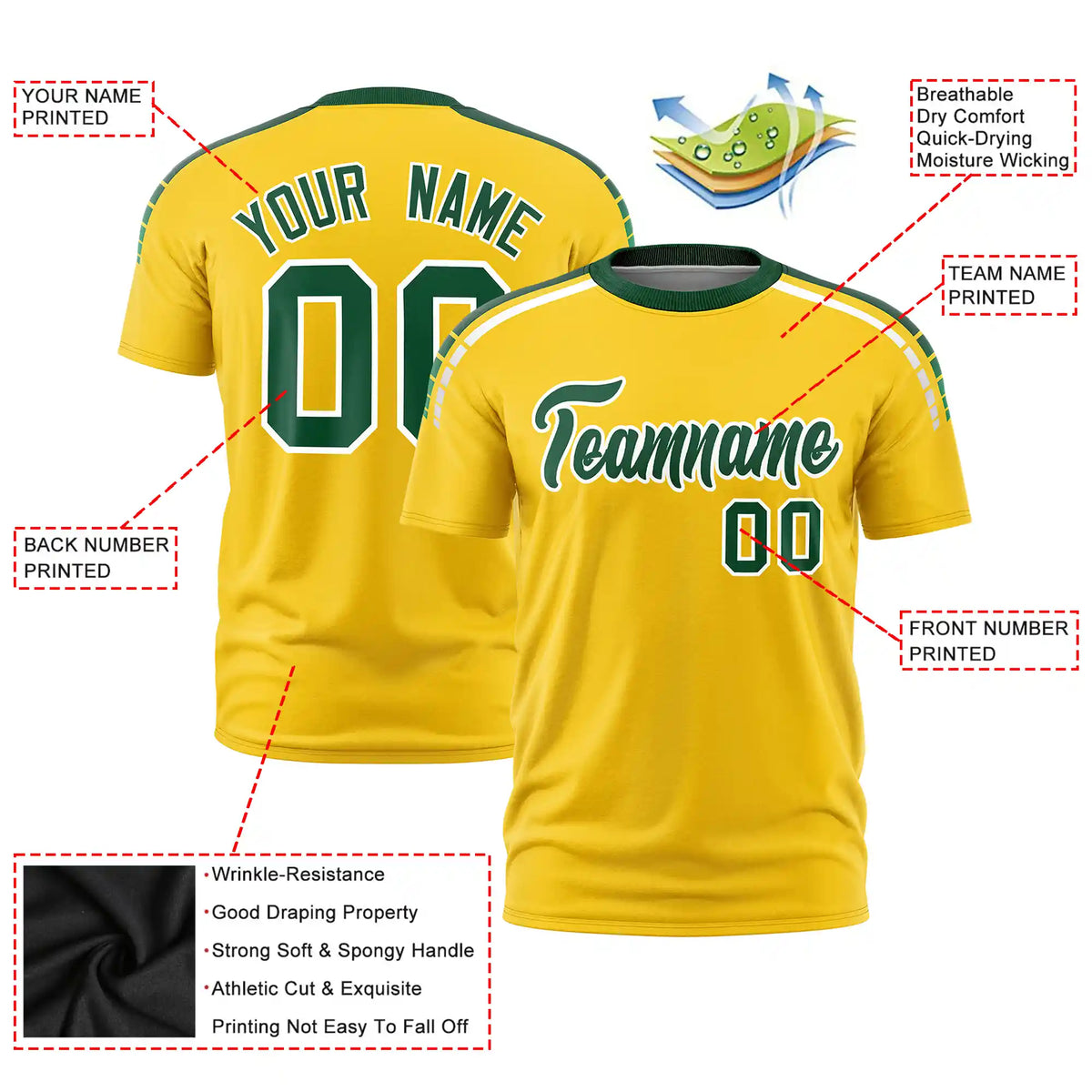 Custom Gold01 Green-White Performance T-Shirt