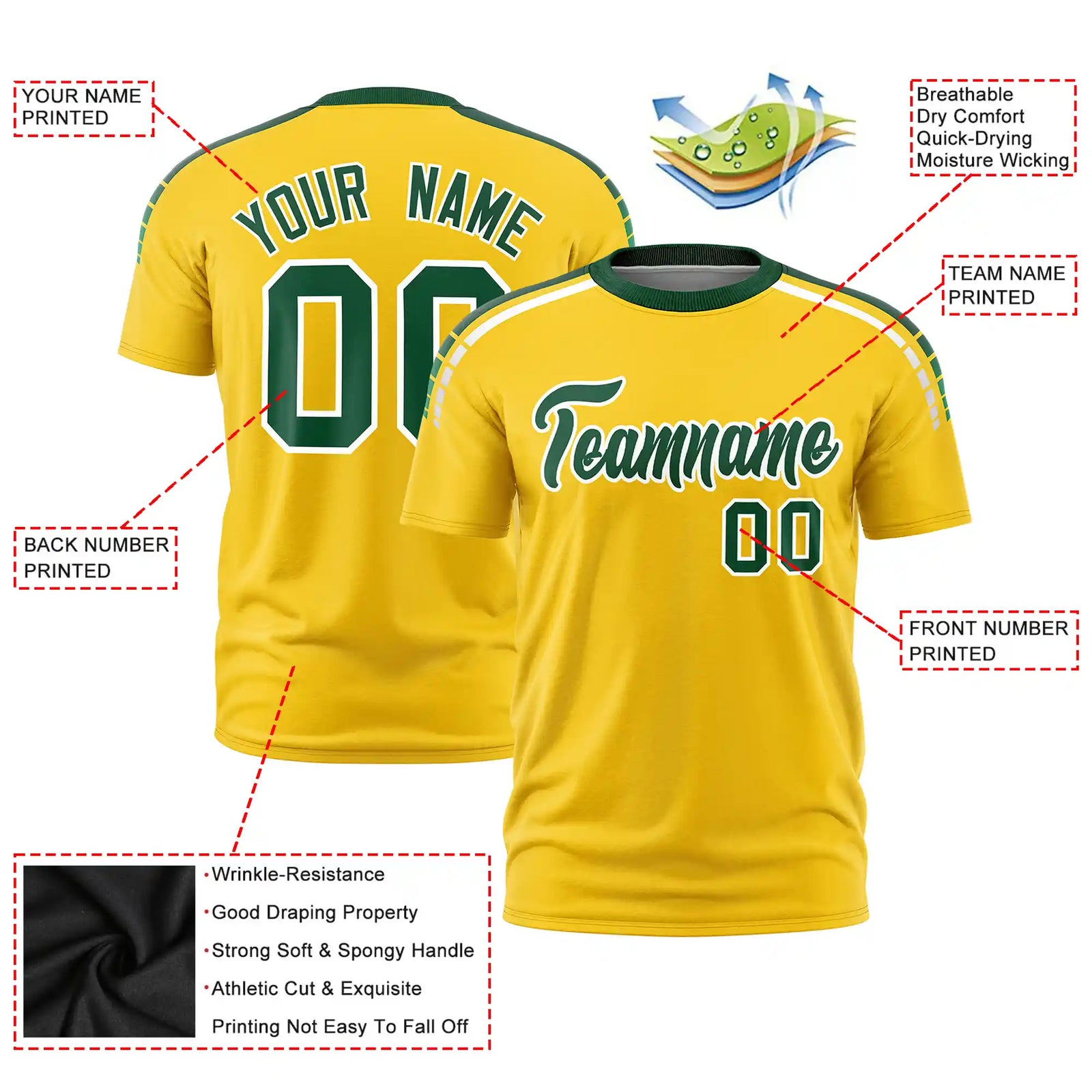 Custom Gold01 Green-White Performance T-Shirt