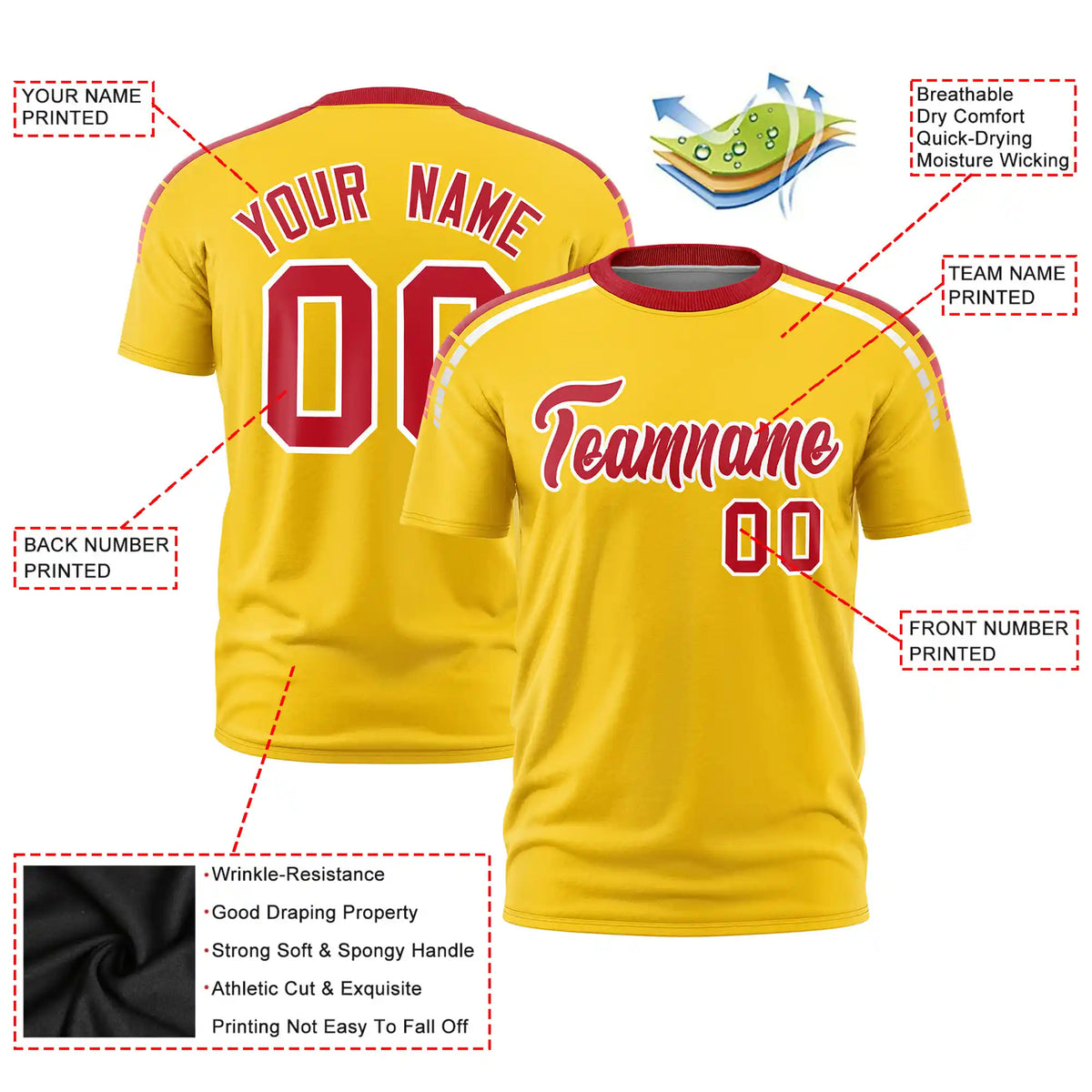 Custom Gold01 Red-White Performance T-Shirt