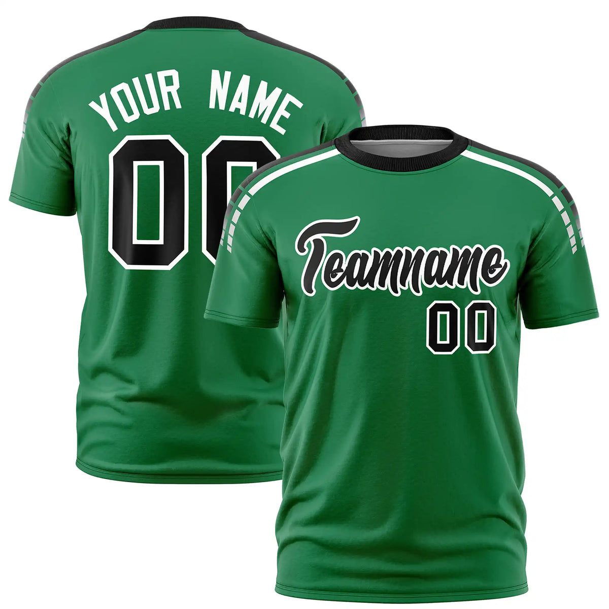 Custom Kelly Green Black-White Performance T-Shirt