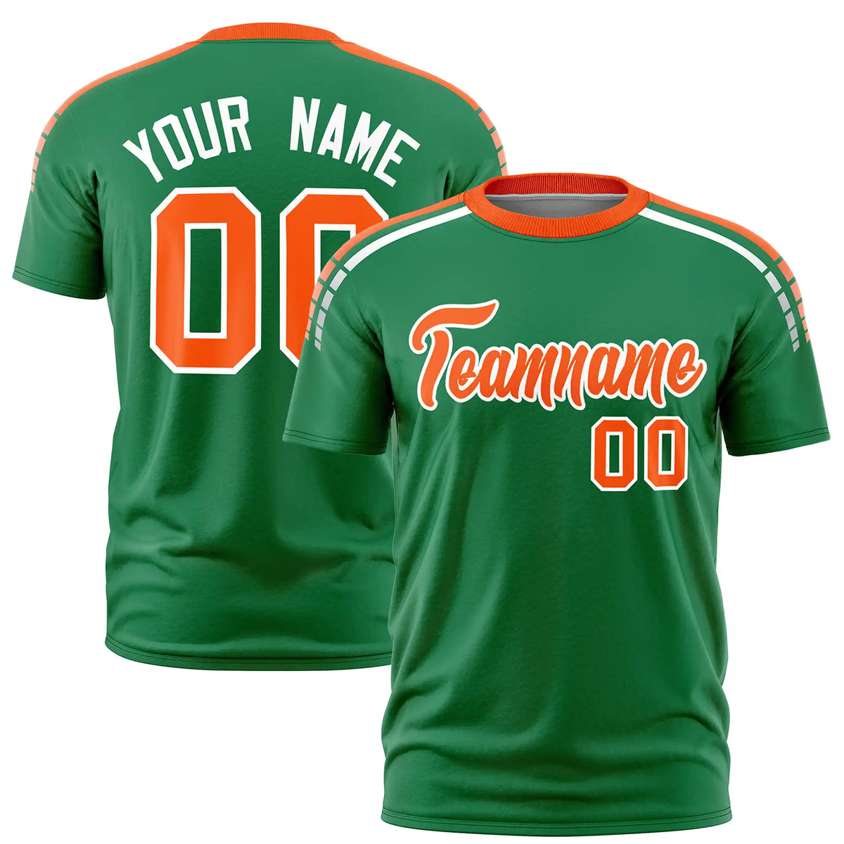Custom Kelly Green Orange-White Performance T-Shirt