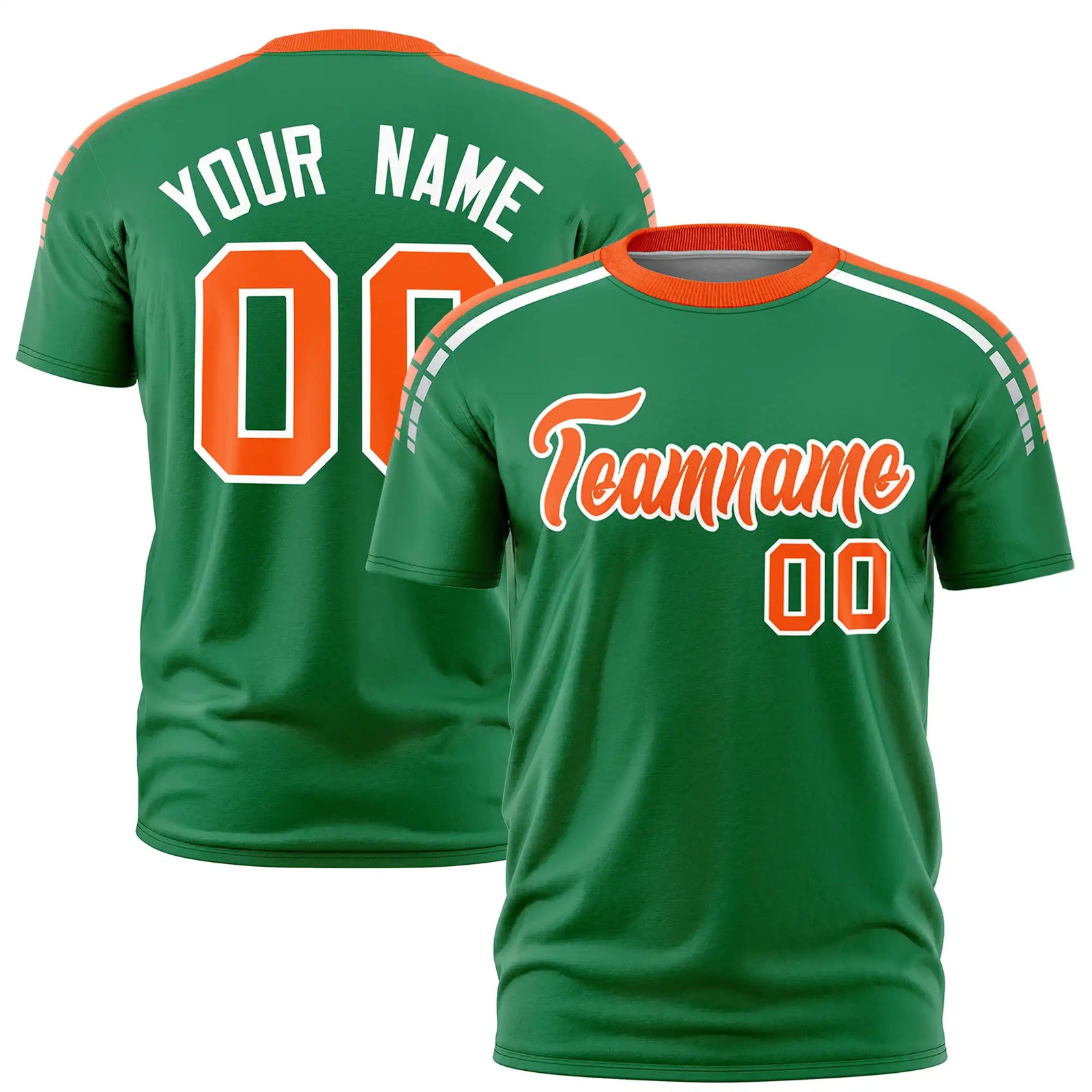 Custom Kelly Green Orange-White Performance T-Shirt