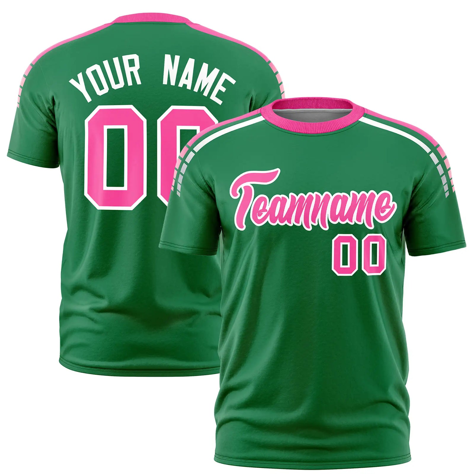 Custom Kelly Green Pink-White Performance T-Shirt