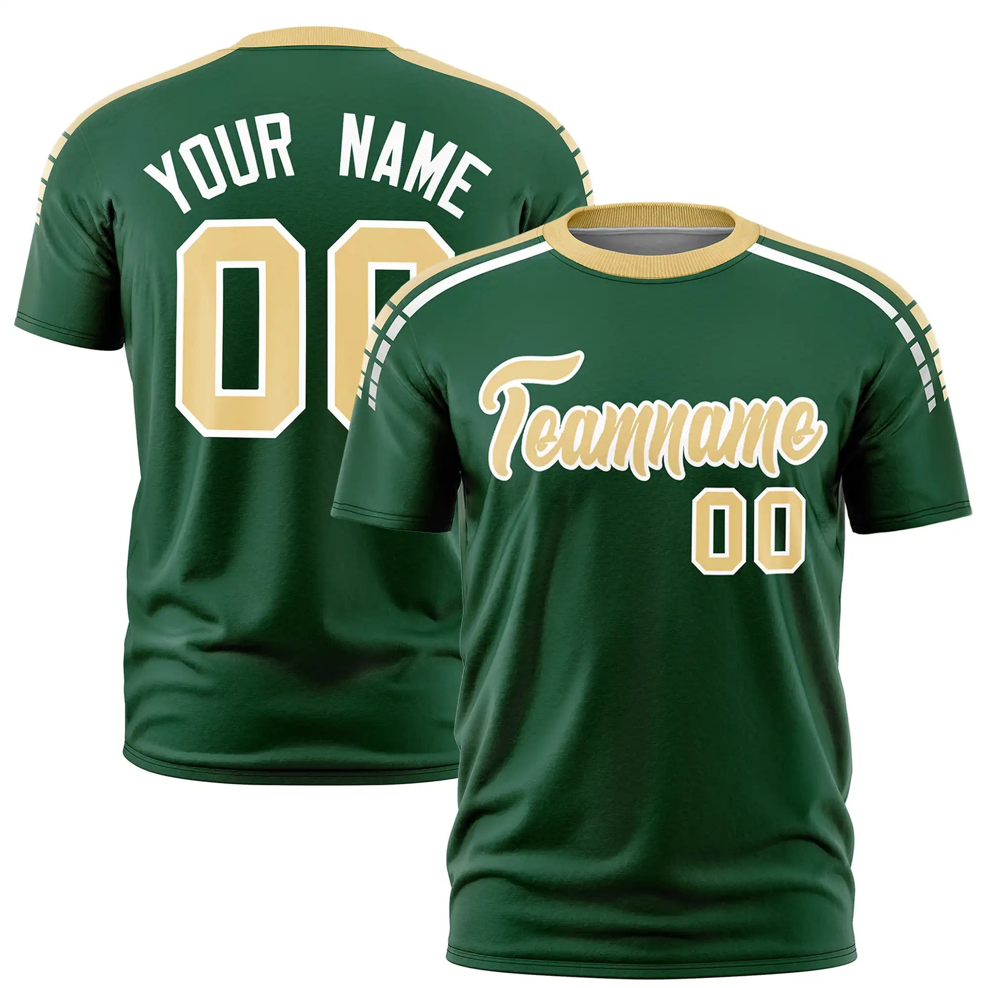 Custom Green Khaki-White Performance T-Shirt