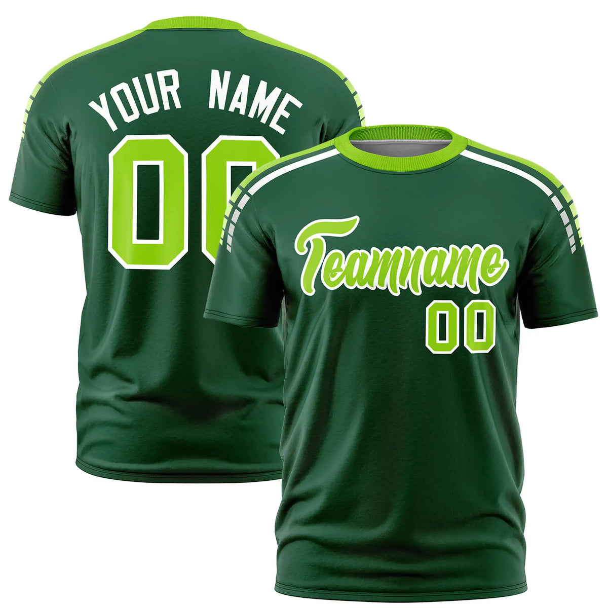 Custom Green Neon Green-White Performance T-Shirt