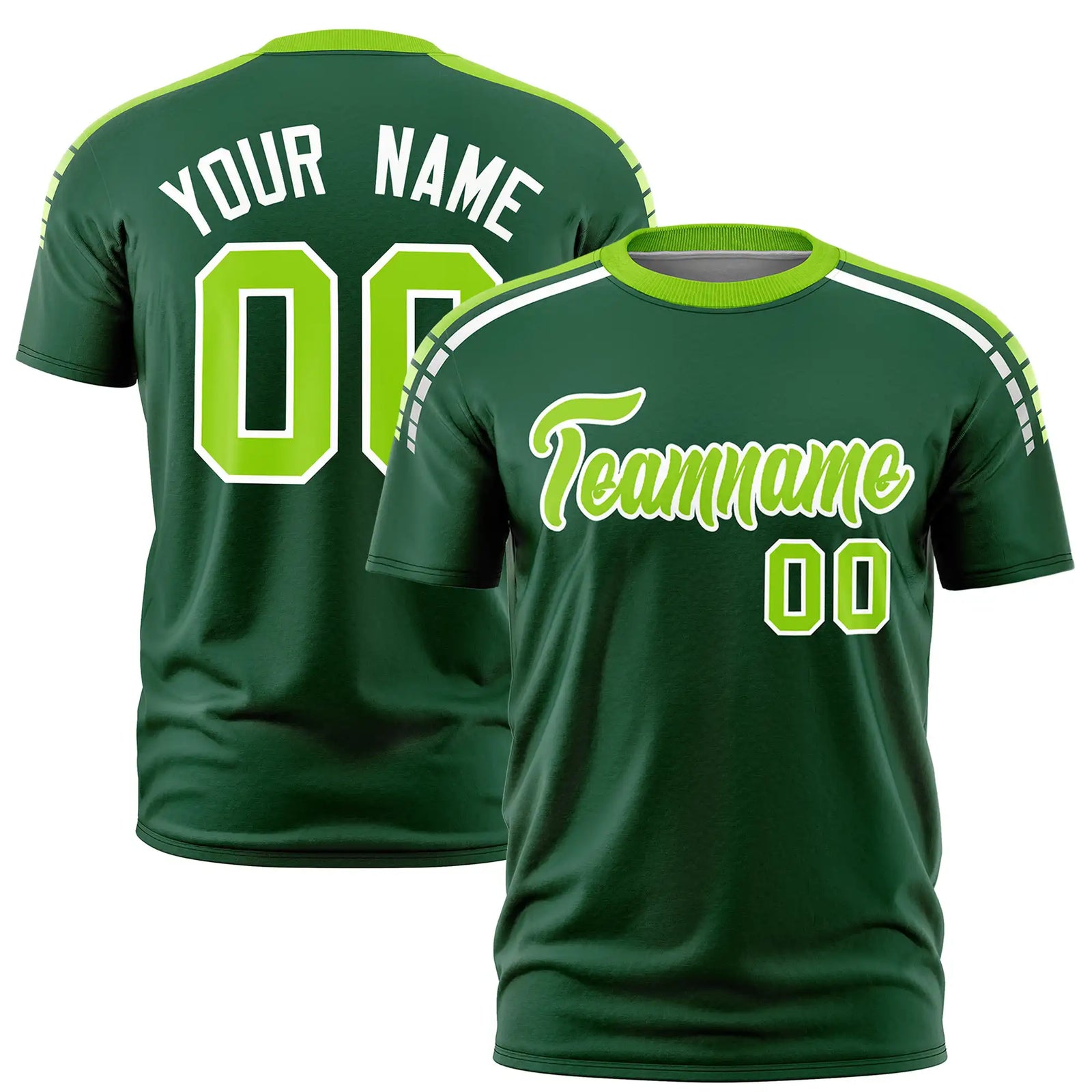 Custom Green Neon Green-White Performance T-Shirt