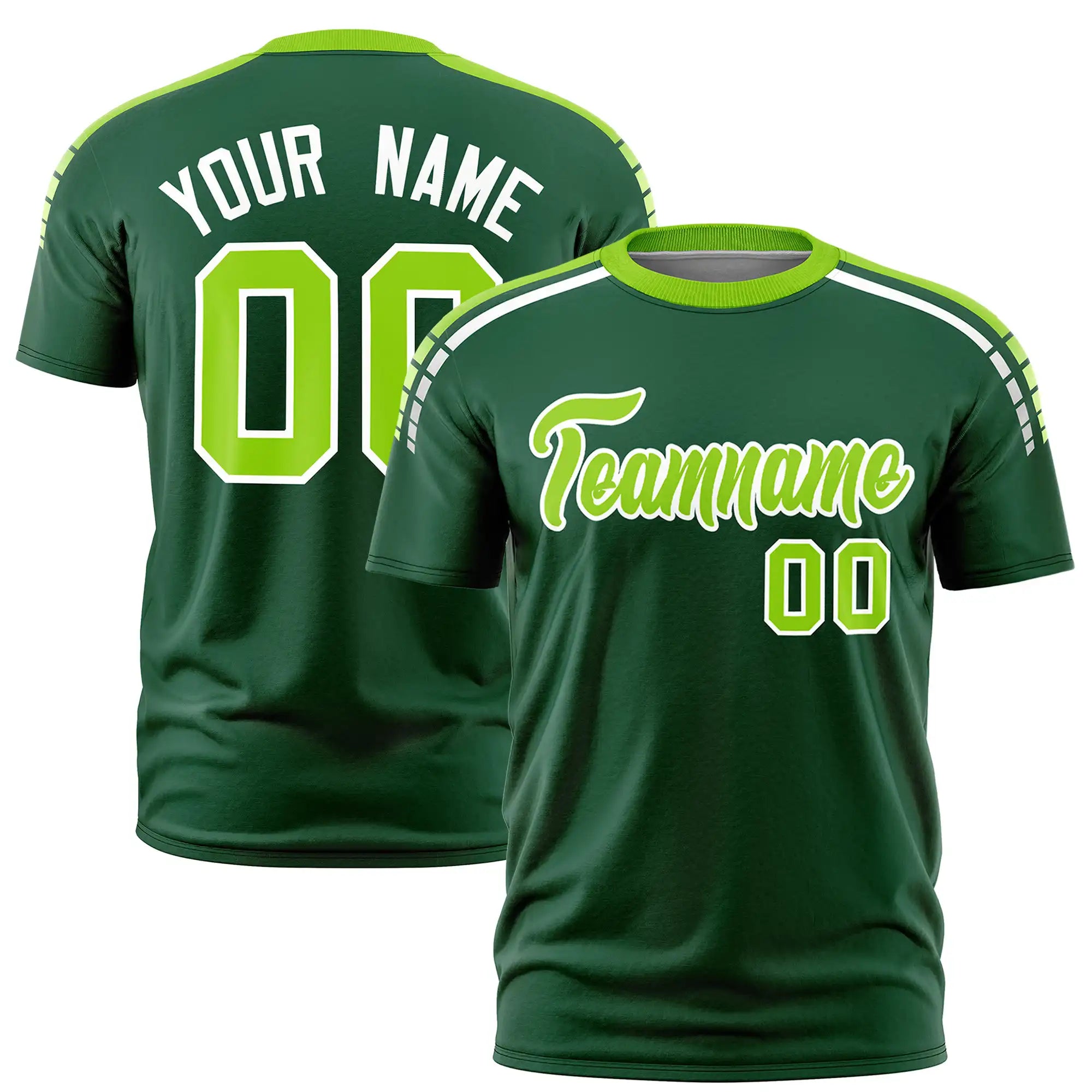 Custom Green Neon Green-White Performance T-Shirt