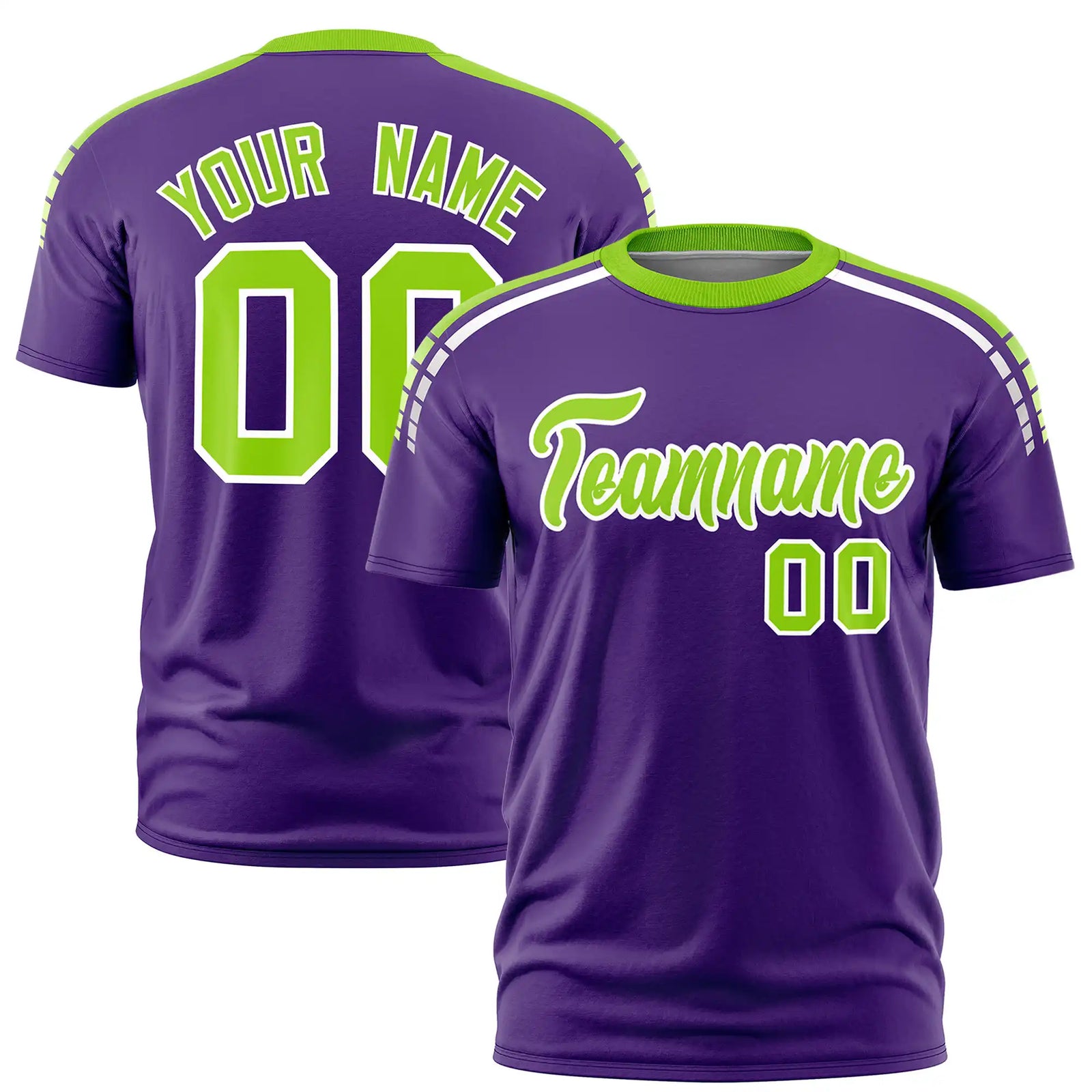 Custom Purple Neon Green-White Performance T-Shirt