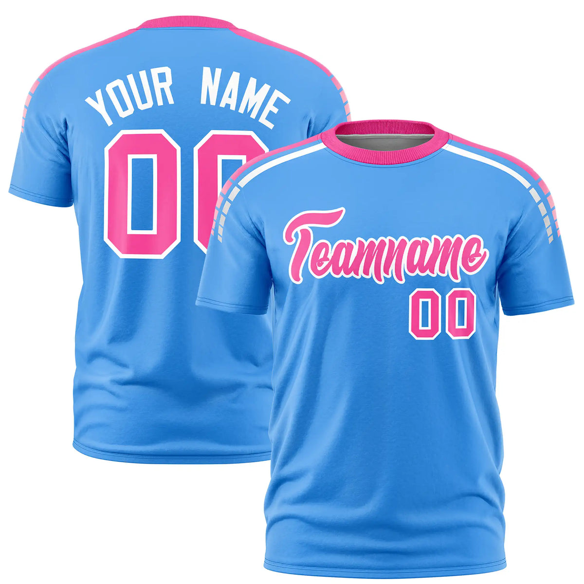 Custom Powder Blue Pink-White Performance T-Shirt