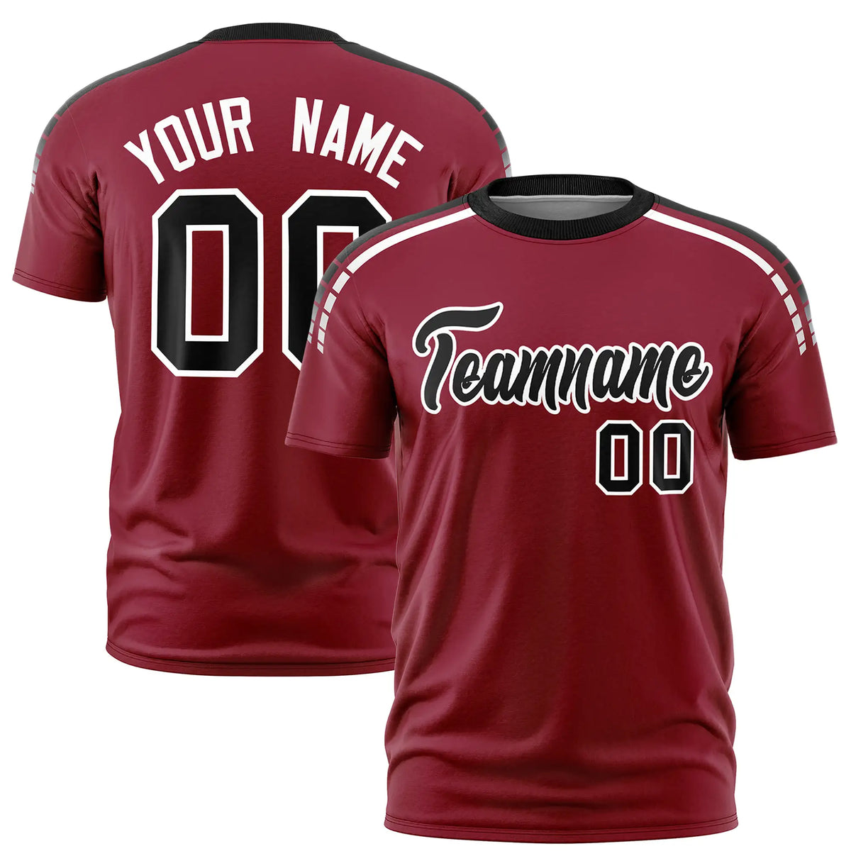Custom Crimson Black-White Performance T-Shirt